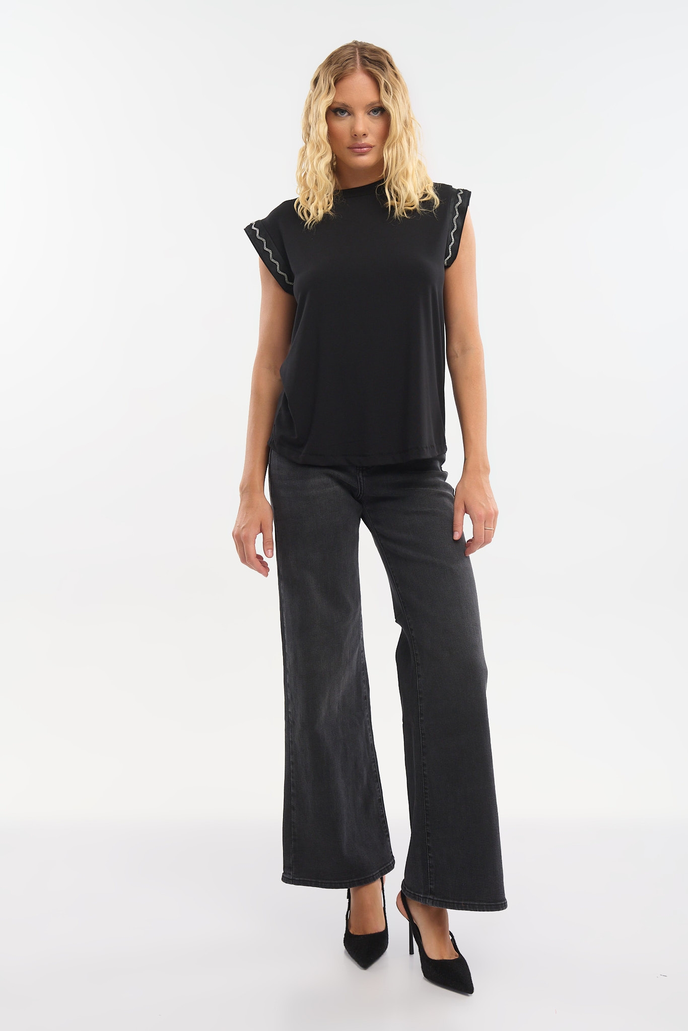 Kelly's T-Shirt Αμάνικο Στρας Μανίκι