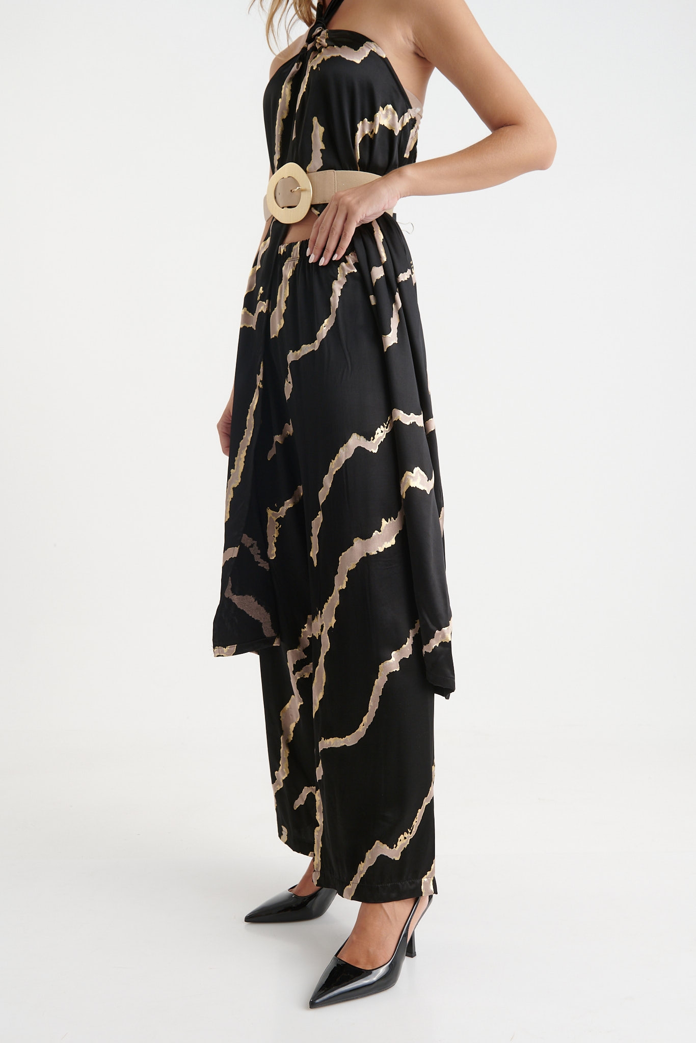 Kelly's Gold Printed Wide Leg Pants