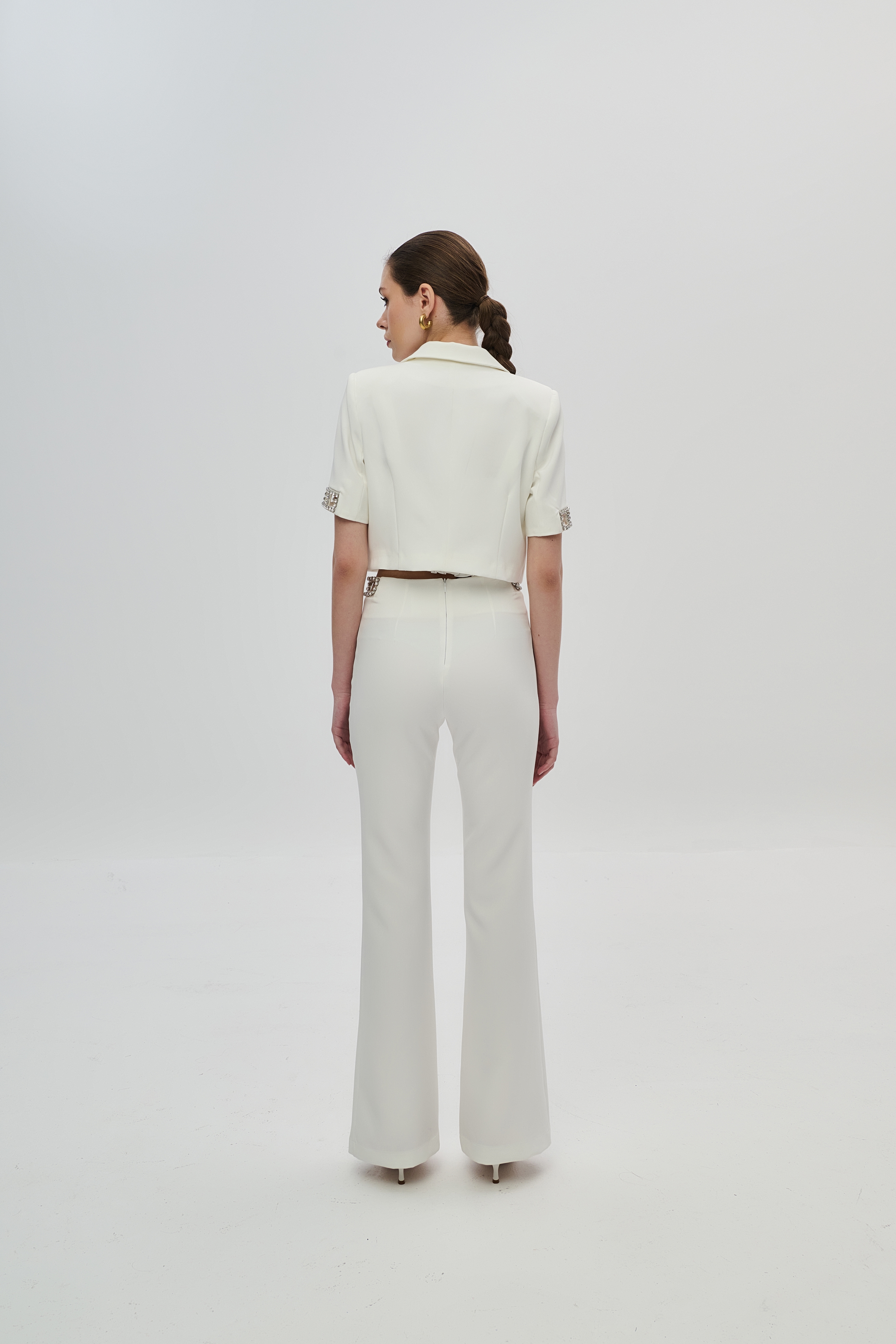 De Javu Trousers with Laser Cut Design and Rhinestones
