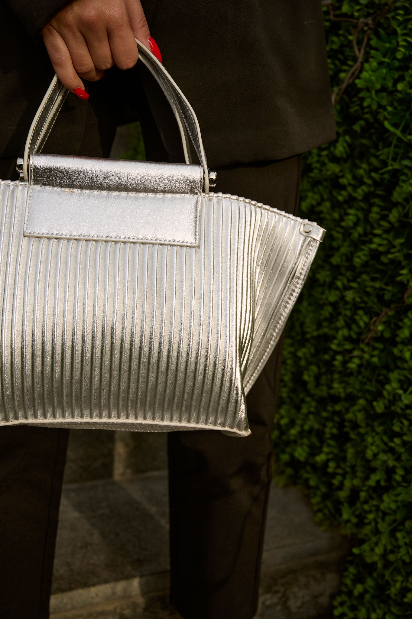 Pleated PU Handbag