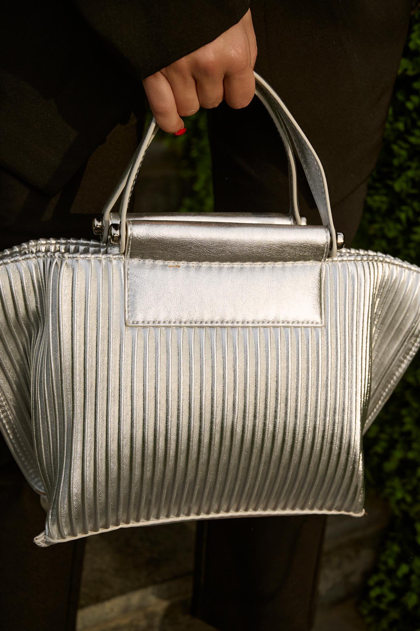 Pleated PU Handbag