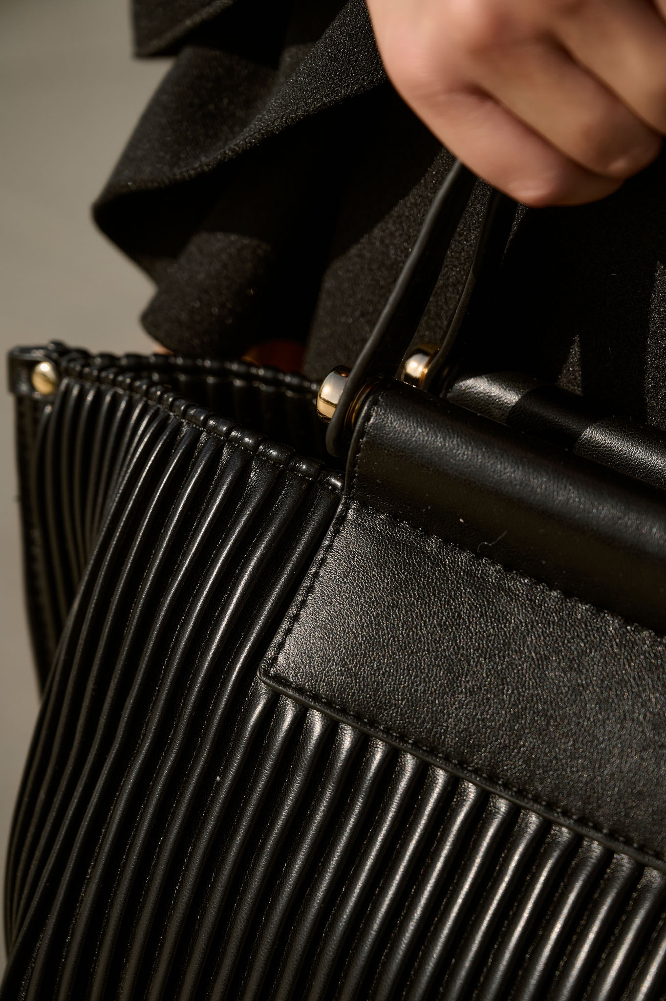 Pleated PU Handbag