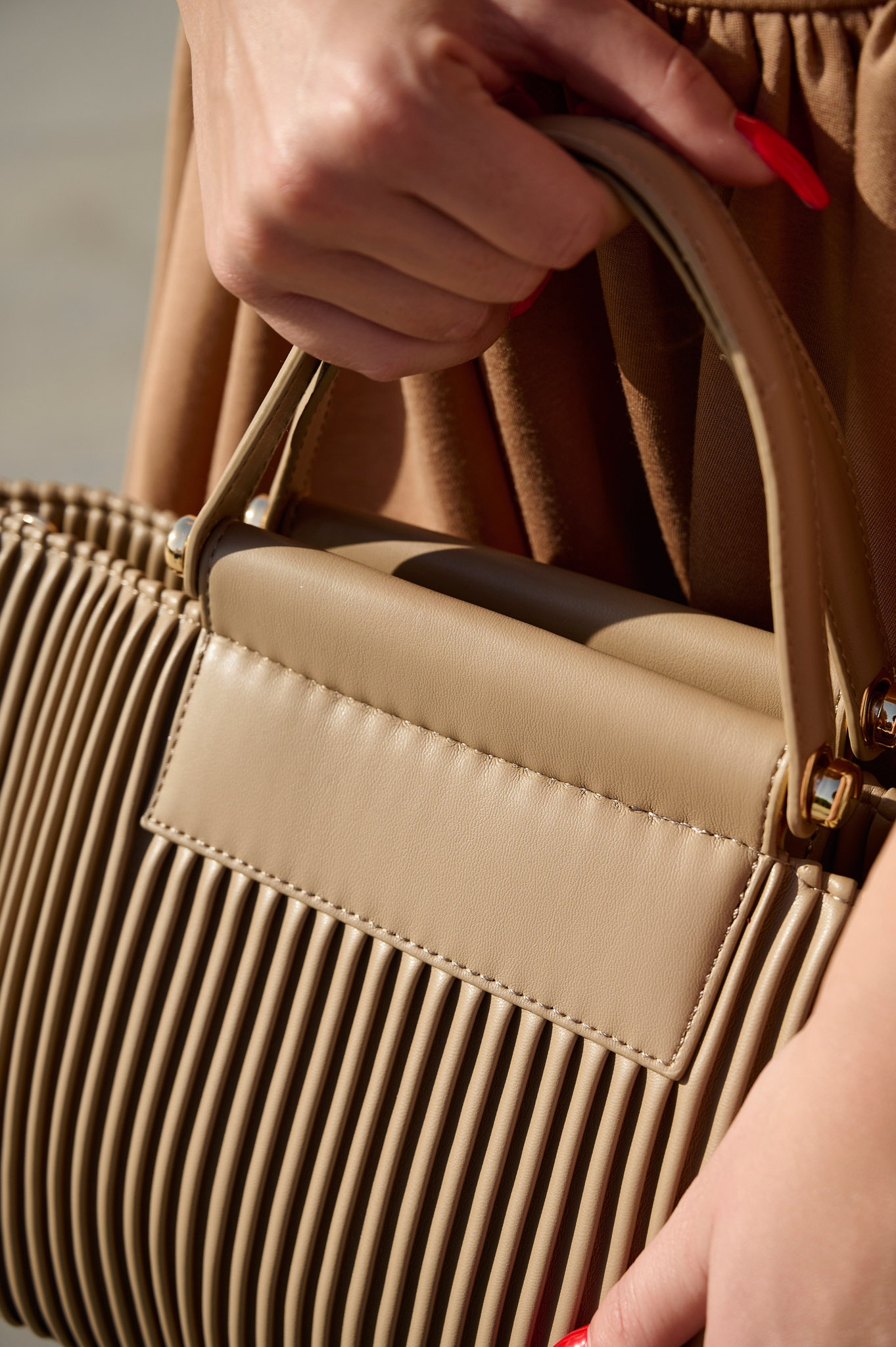 Pleated PU Handbag