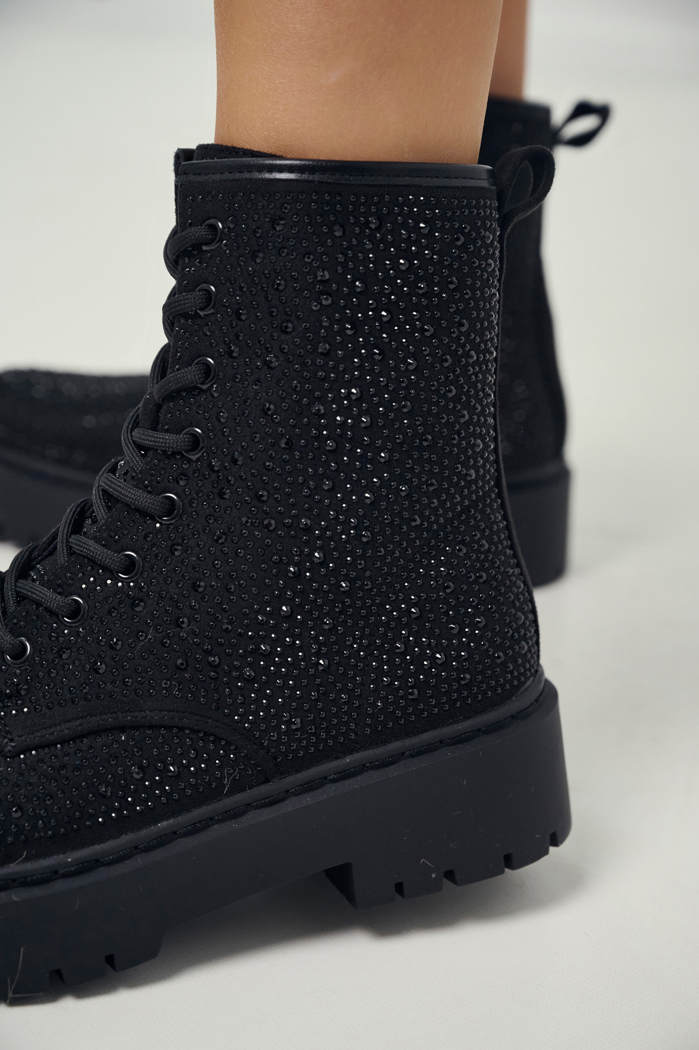 Rhinestoned Combat Boots