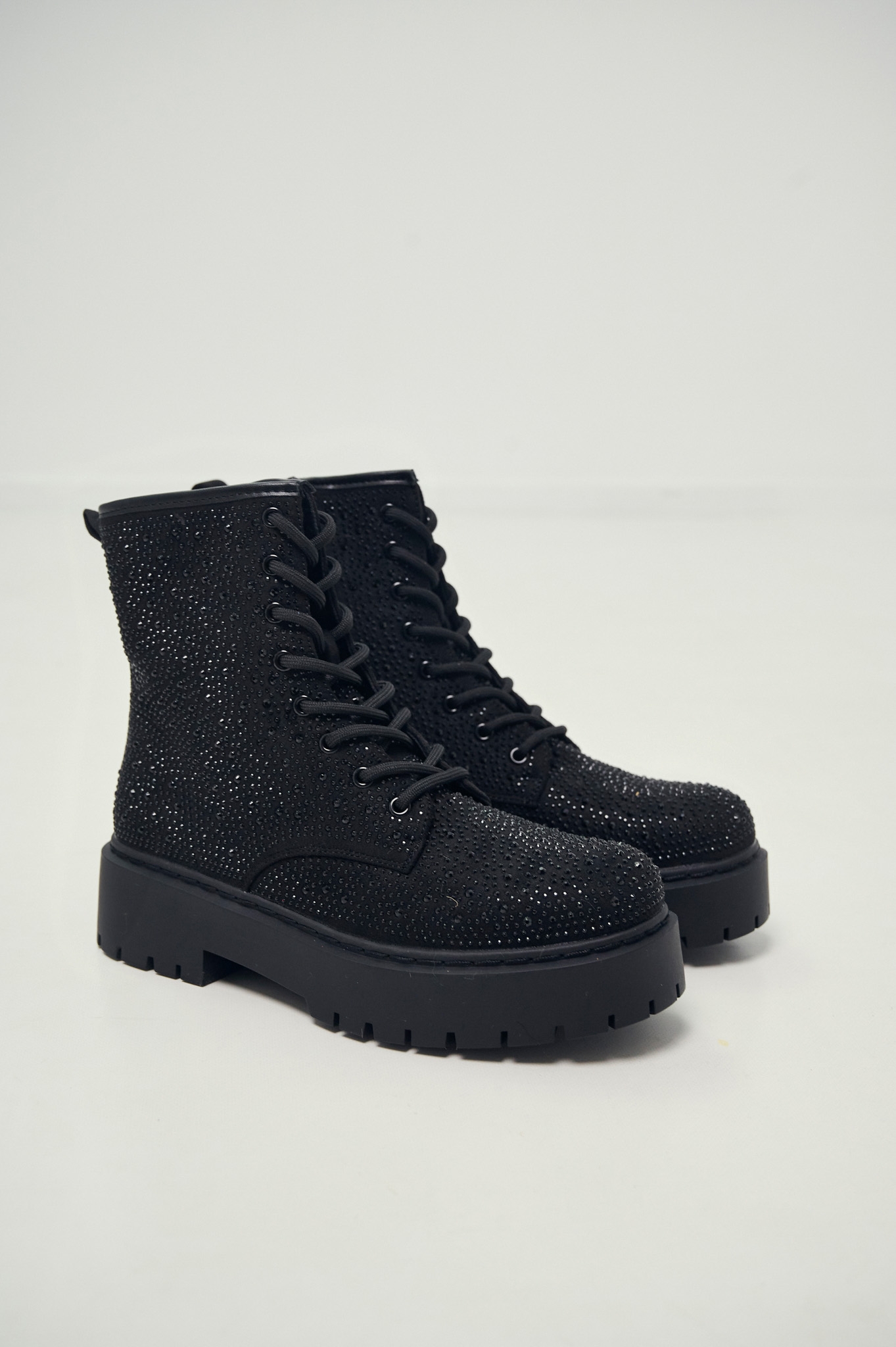 Rhinestoned Combat Boots