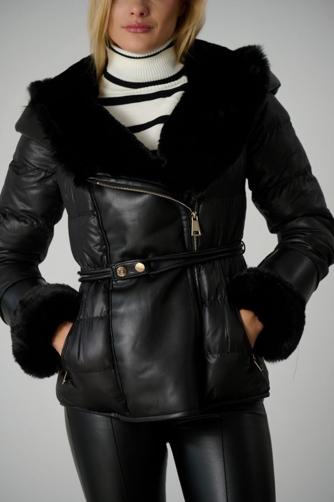 Crop Puffer Jacket With Fur