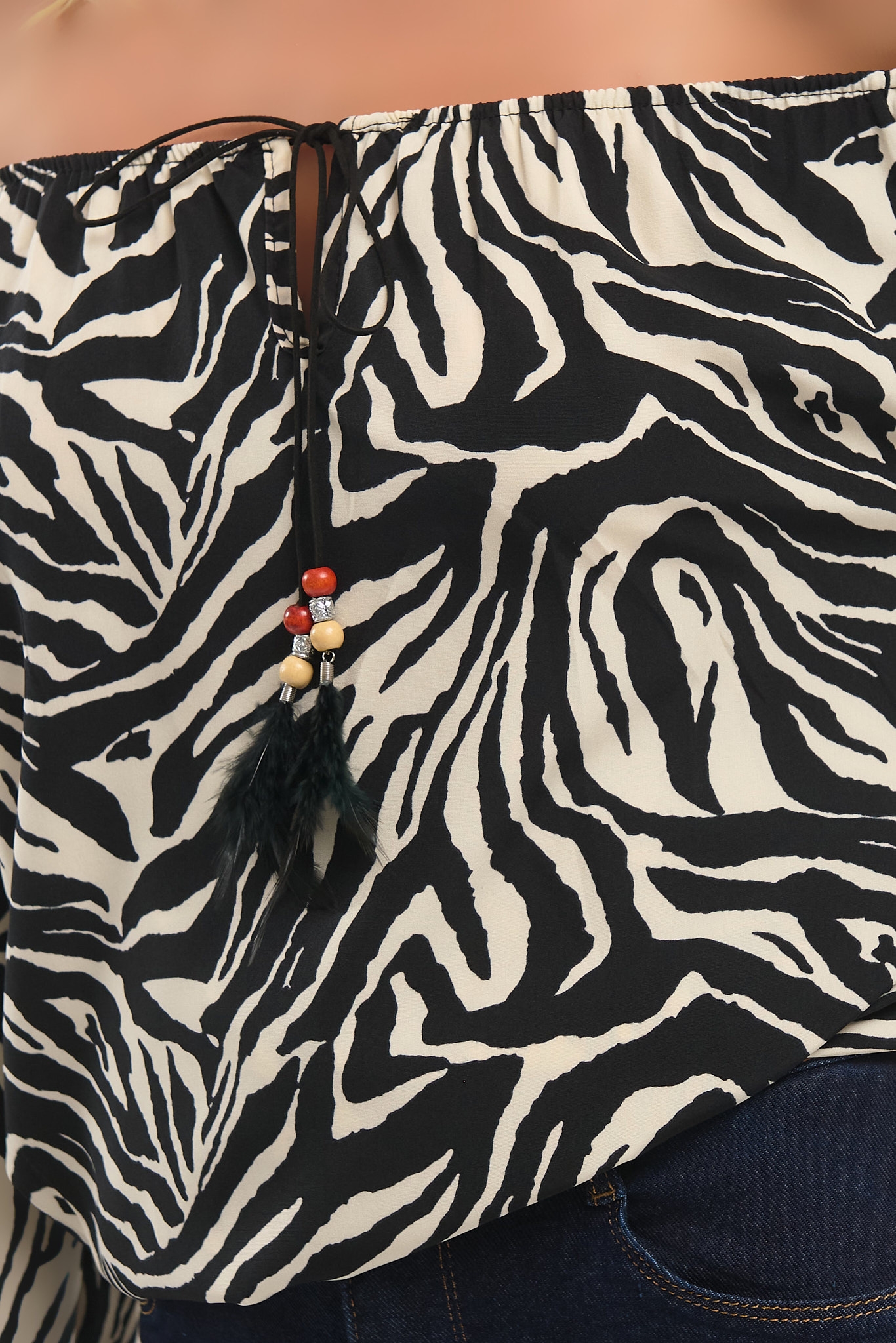 Zebra Print Off-Shoulder Top