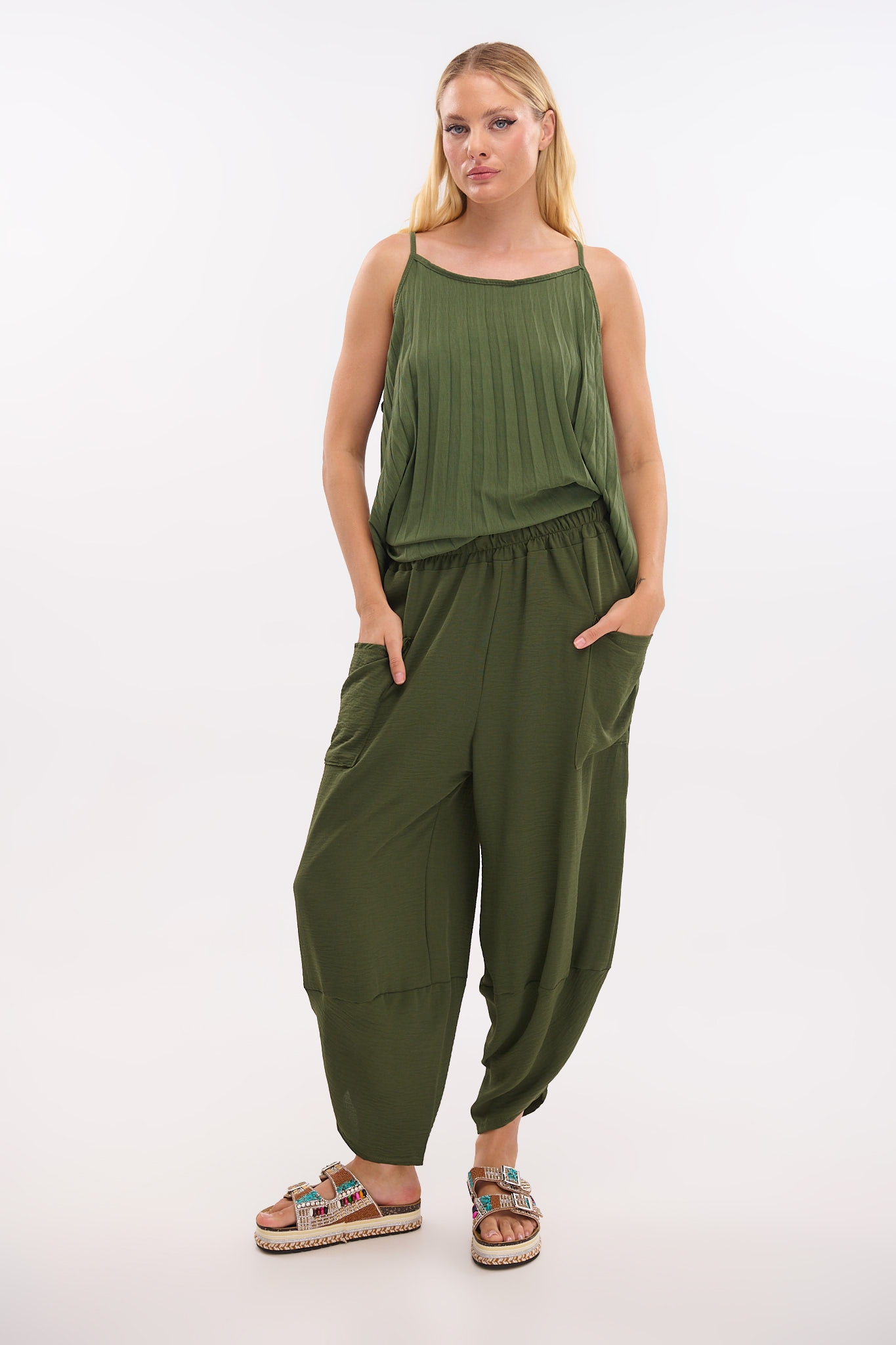Top with Wide Pleated Strap