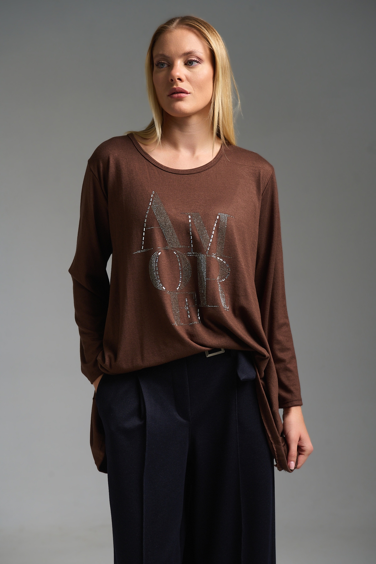 Μπλούζα Μακρυμάνικη Amour Με Στρας