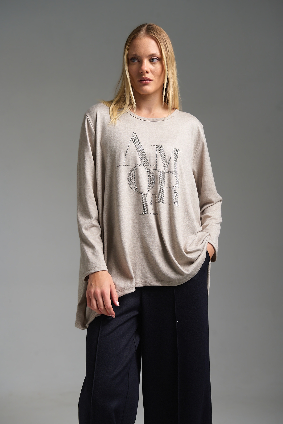 Μπλούζα Μακρυμάνικη Amour Με Στρας