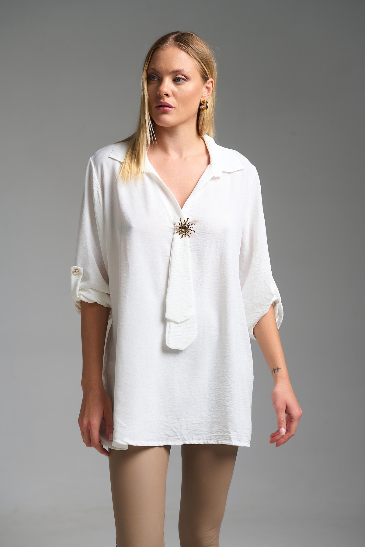 Μπλούζα Μακρυμάνικη Με Γιακά