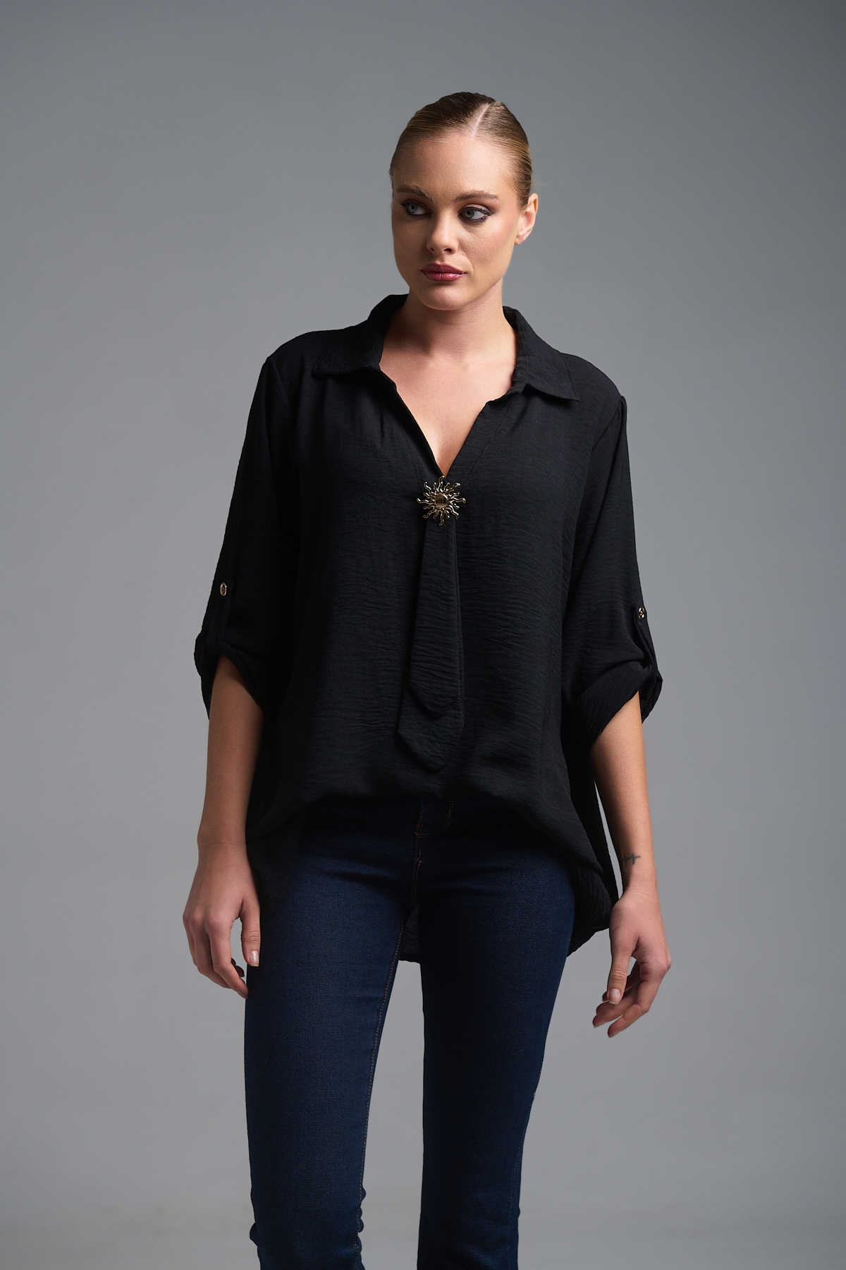 Μπλούζα Μακρυμάνικη Με Γιακά