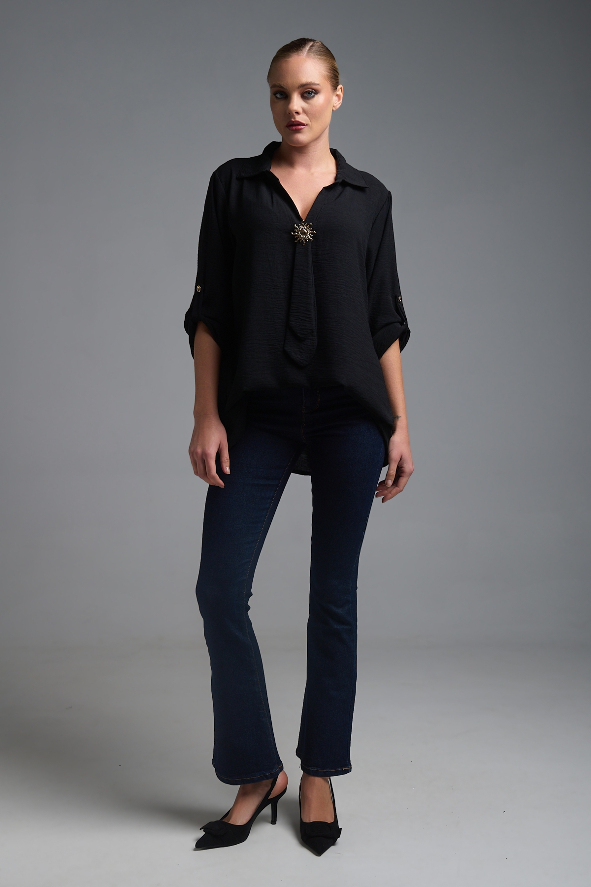 Μπλούζα Μακρυμάνικη Με Γιακά