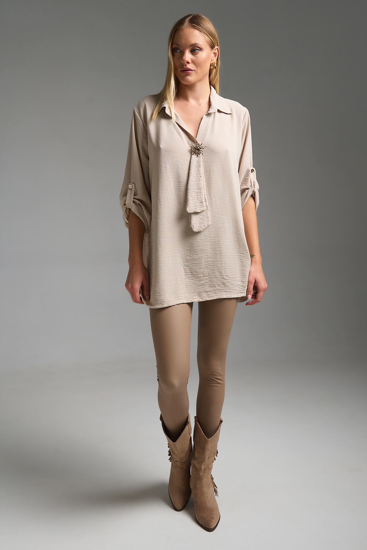 Μπλούζα Μακρυμάνικη Με Γιακά