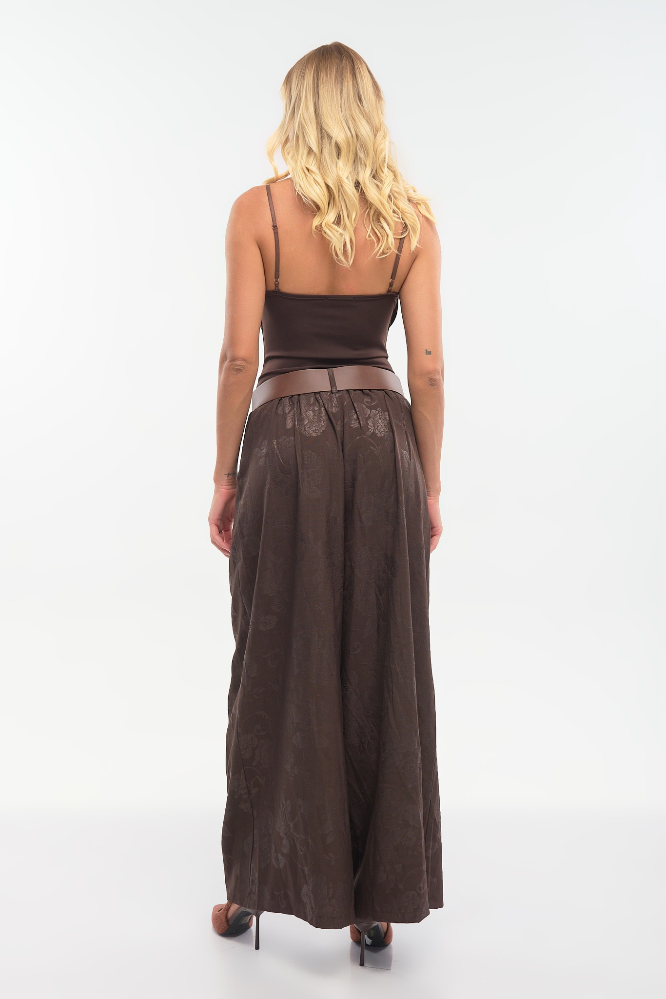 Brocade-Texture Palazzo Pants