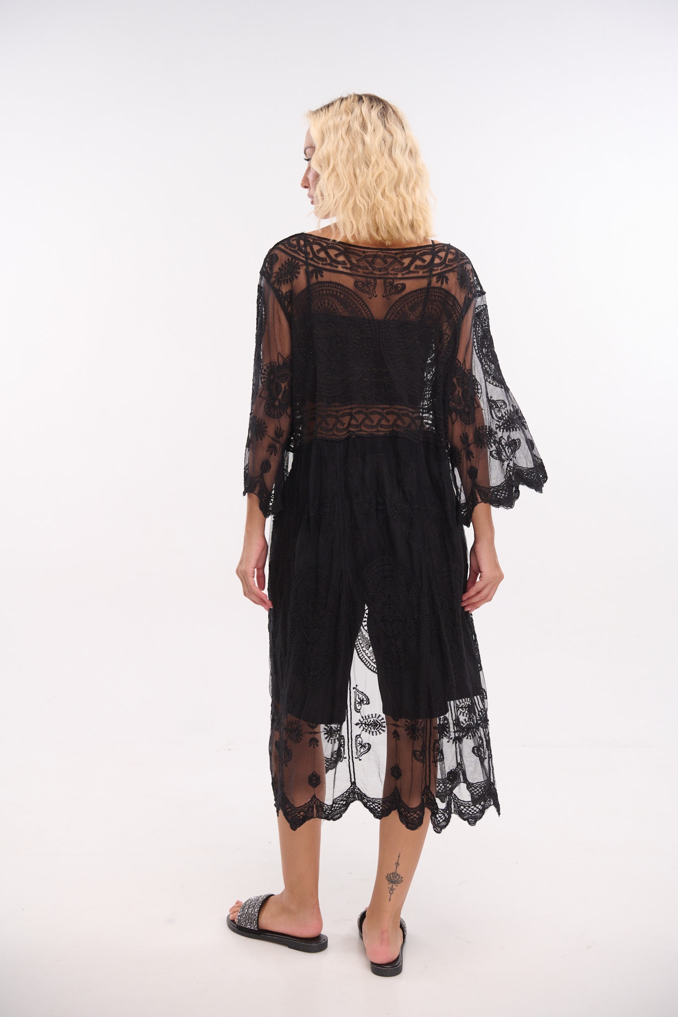 Circle Decorated Tulle Kimono