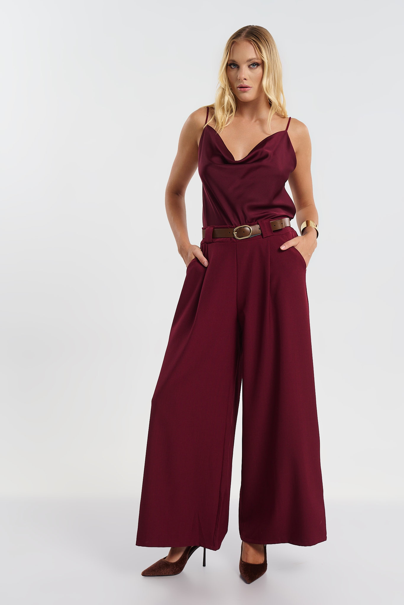 Belted Wide Leg Pants