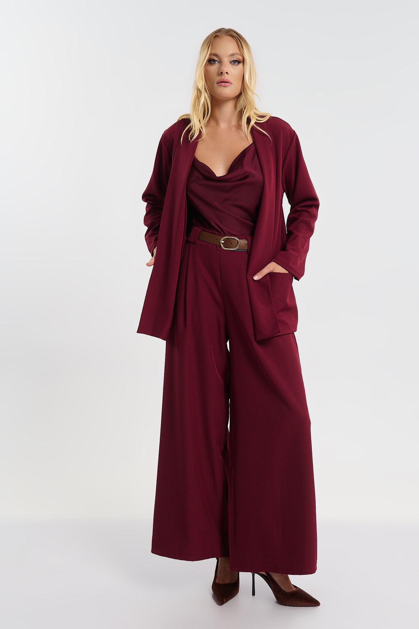 Belted Wide Leg Pants