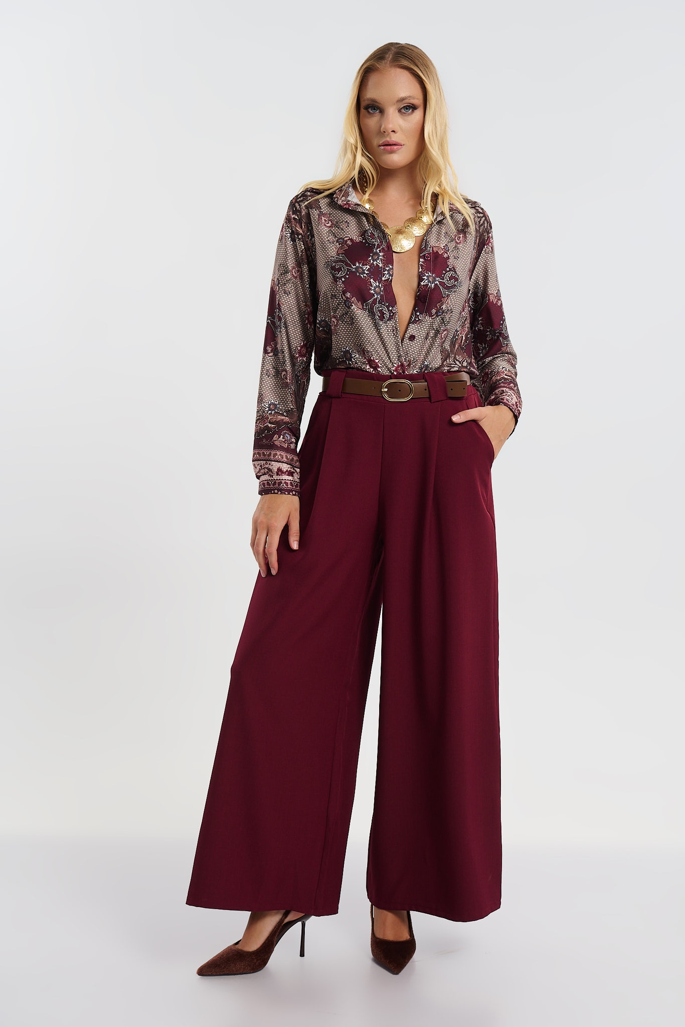 Belted Wide Leg Pants