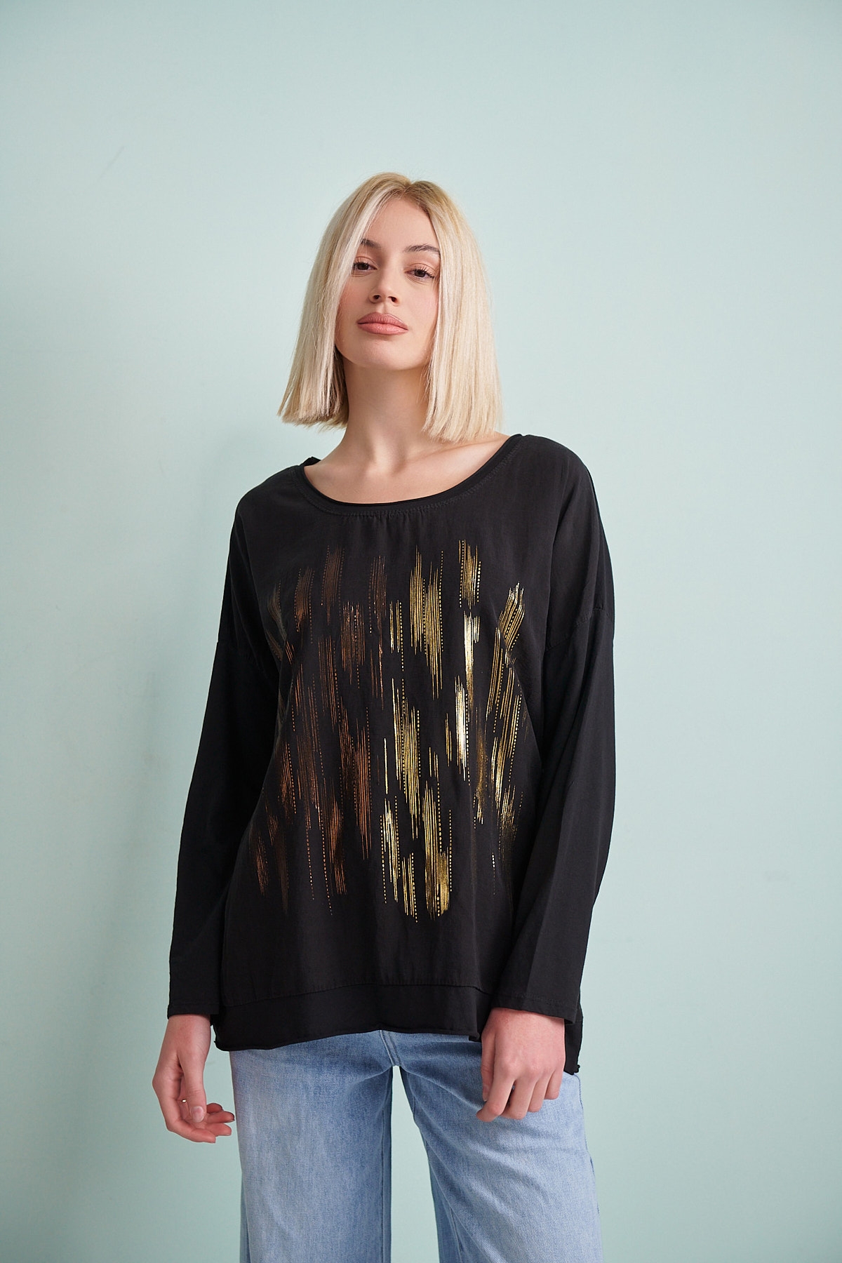 Golden Stripes Long Sleeved Blouse