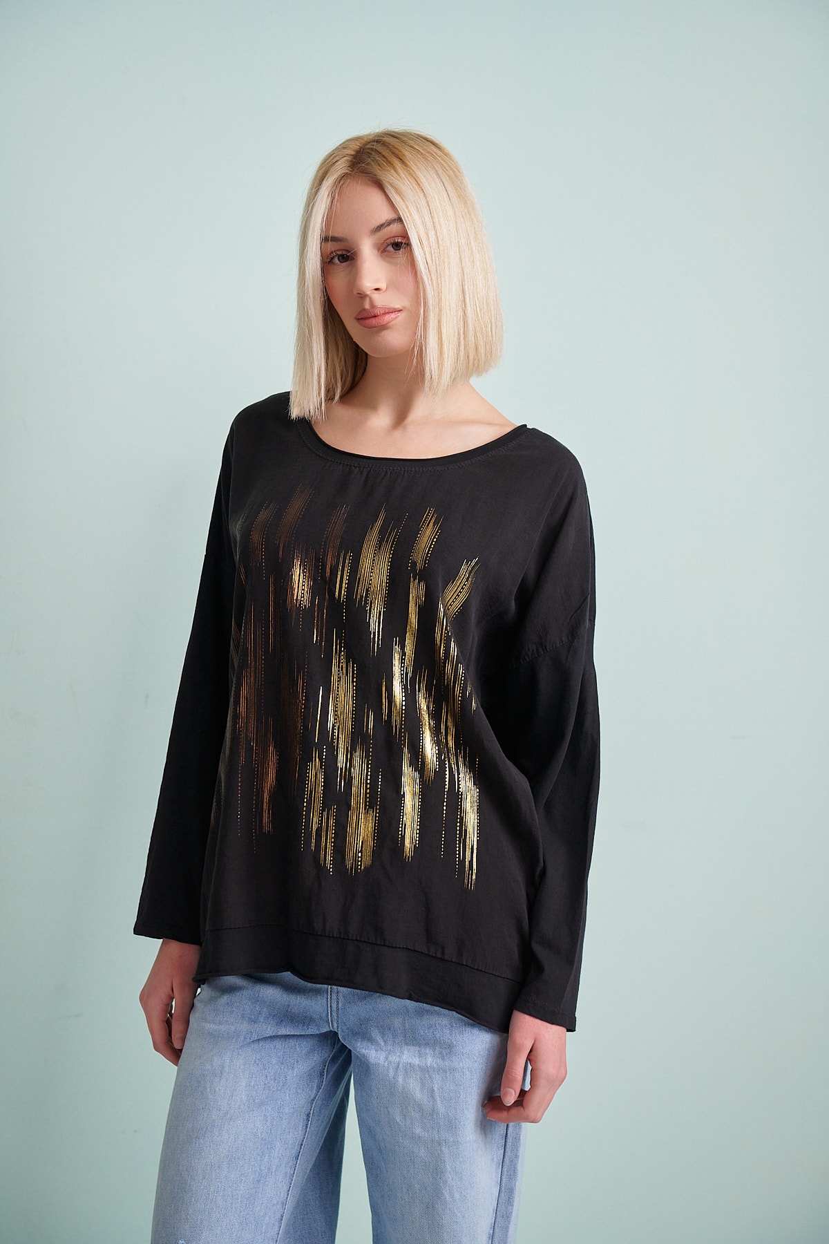 Golden Stripes Long Sleeved Blouse
