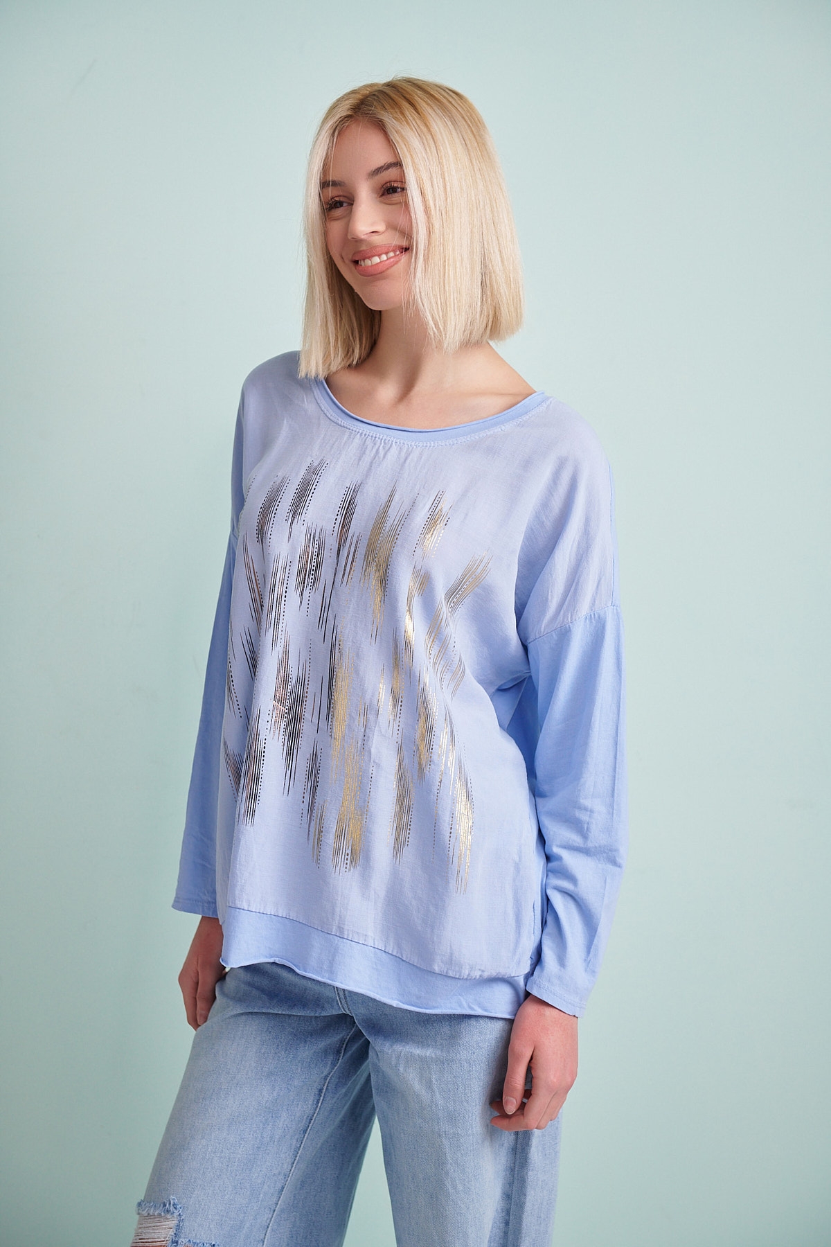 Golden Stripes Long Sleeved Blouse