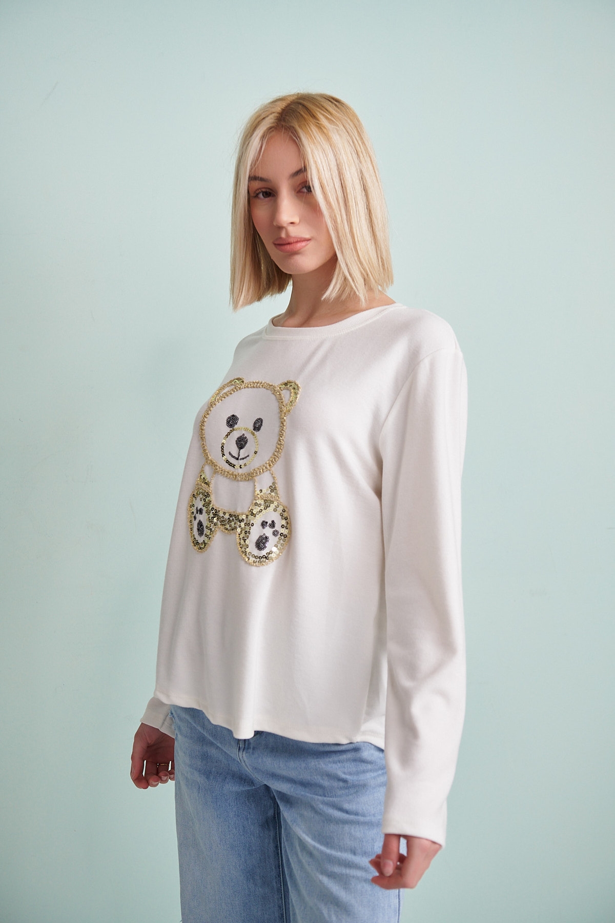 Embroidery Gold Teddy-Bear Blouse