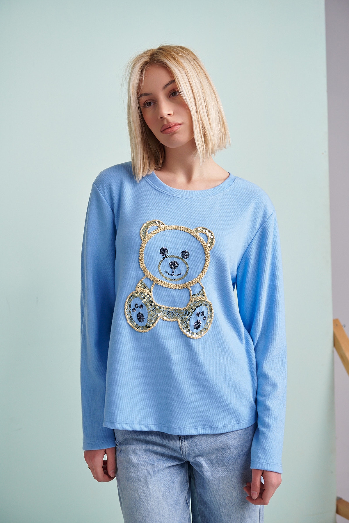 Embroidery Gold Teddy-Bear Blouse