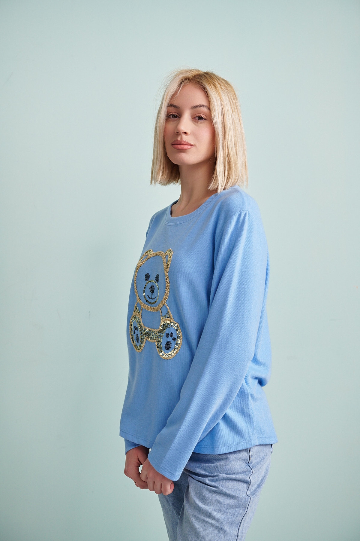 Embroidery Gold Teddy-Bear Blouse