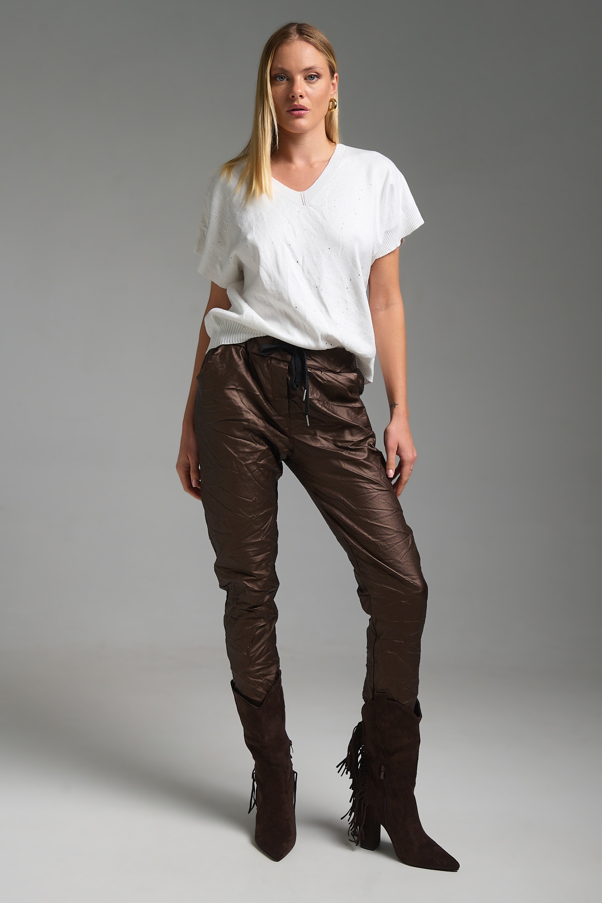 Μπλούζα Κοντομάνικη Πλεκτή Με Γκλίτερ