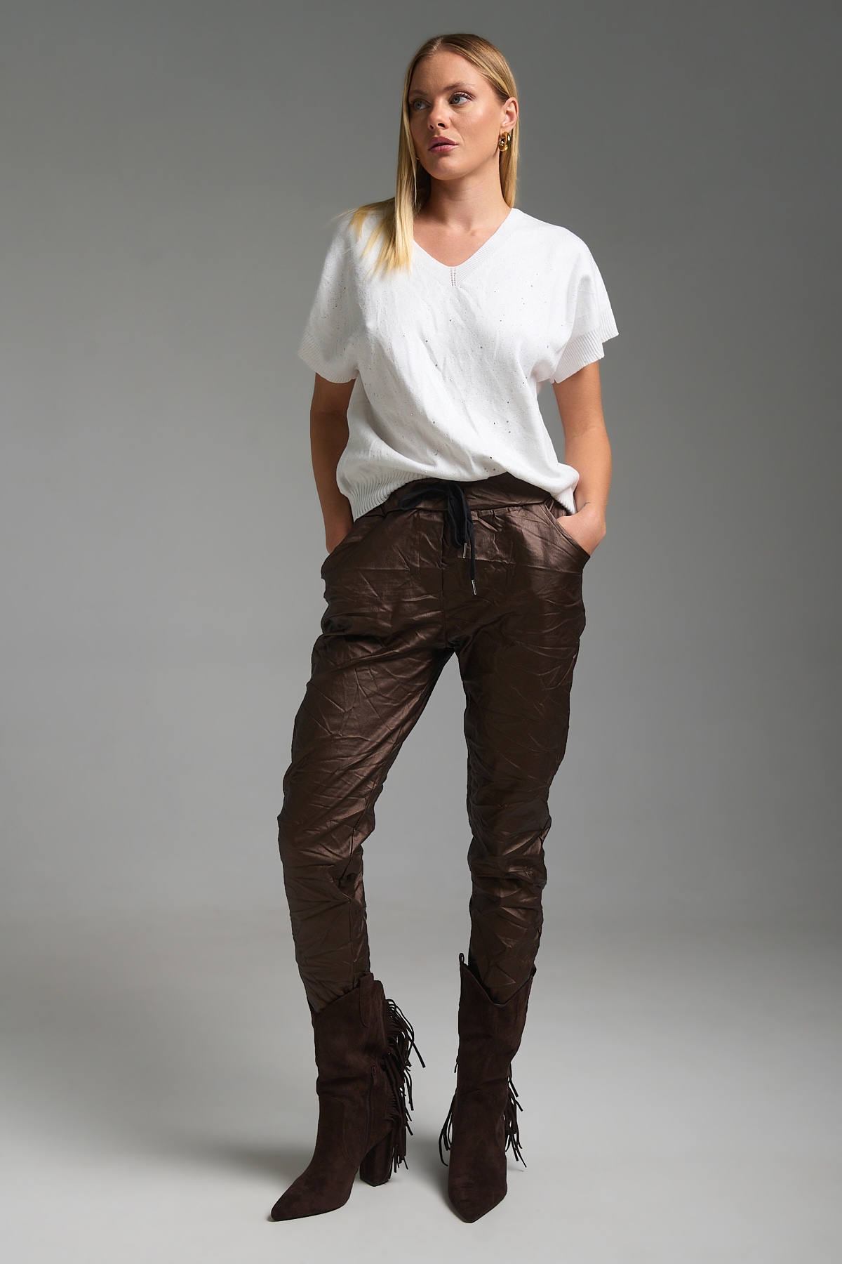 Μπλούζα Κοντομάνικη Πλεκτή Με Γκλίτερ