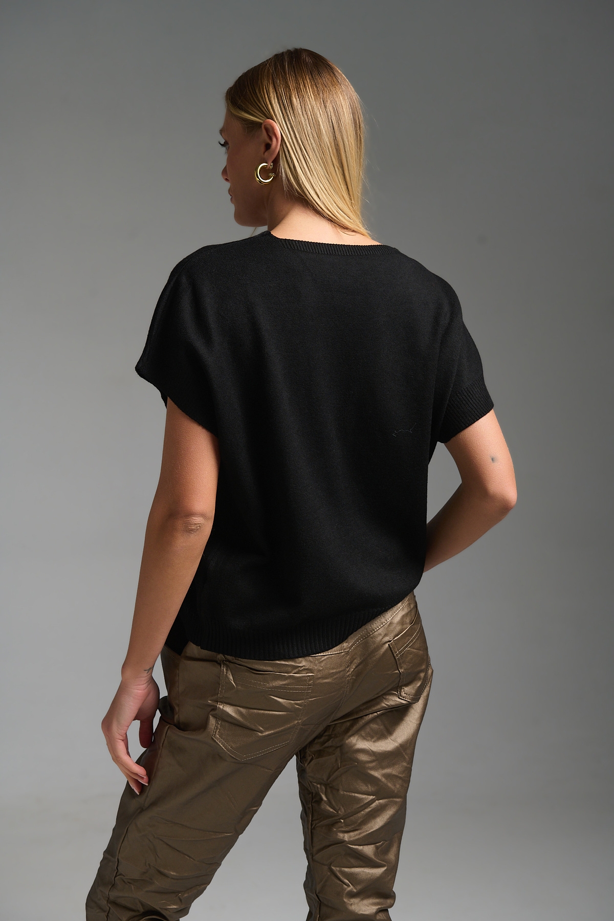 Μπλούζα Κοντομάνικη Πλεκτή Με Γκλίτερ