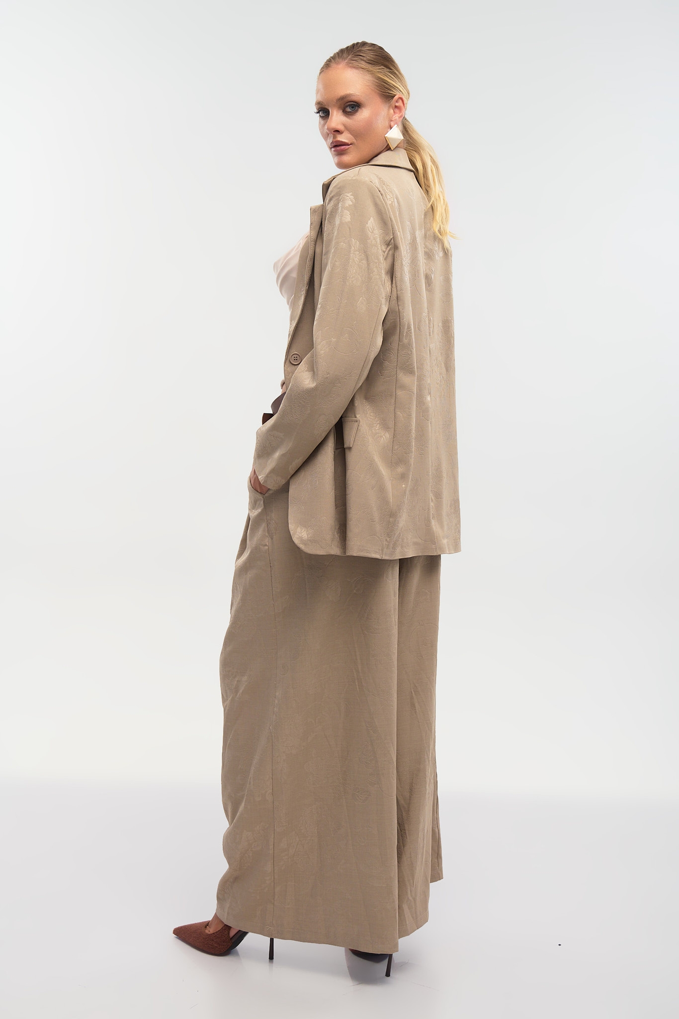 Brocade-Texture Blazer