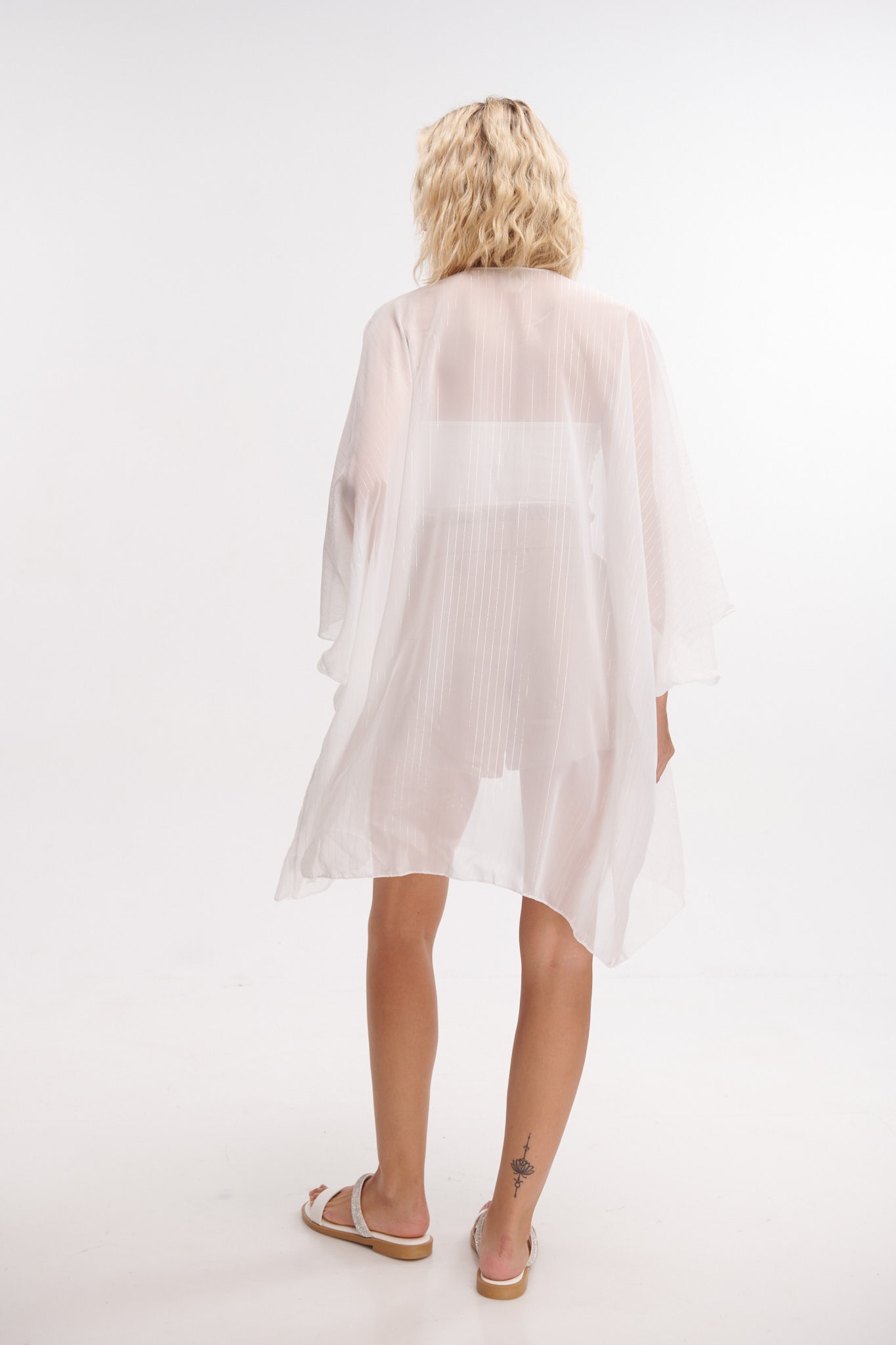 Lurex Striped Muslin Kimono