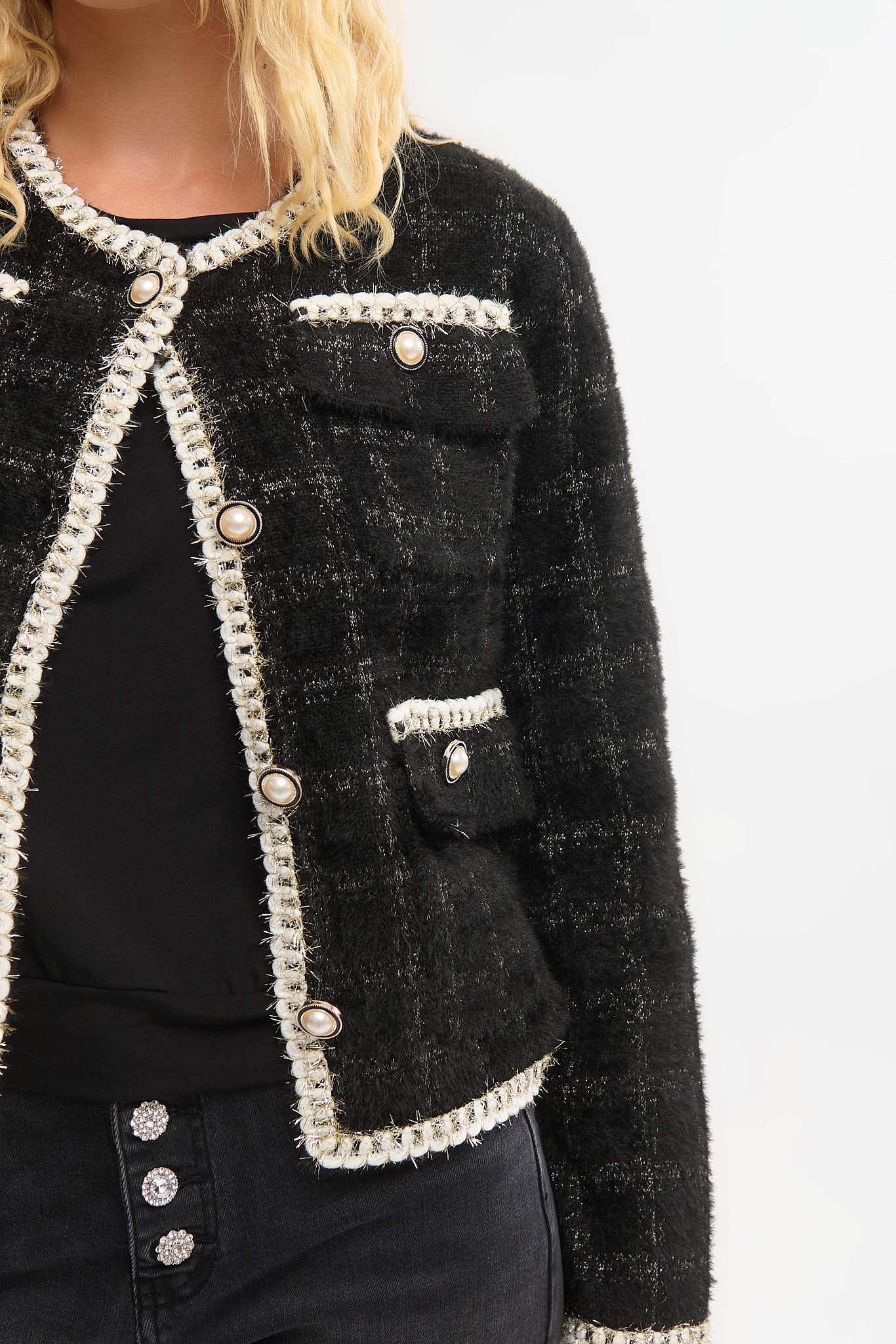 Mao Collar Mohair Jacket – Elegant & Timeless