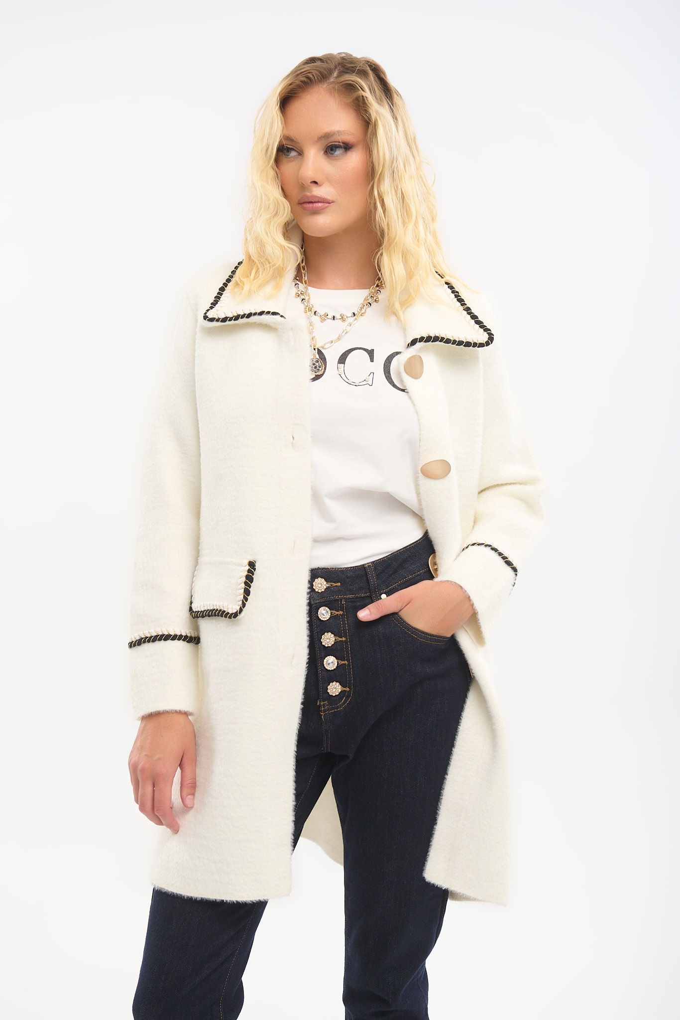 Mao Collar Mohair Coat – Elegant & Timeless