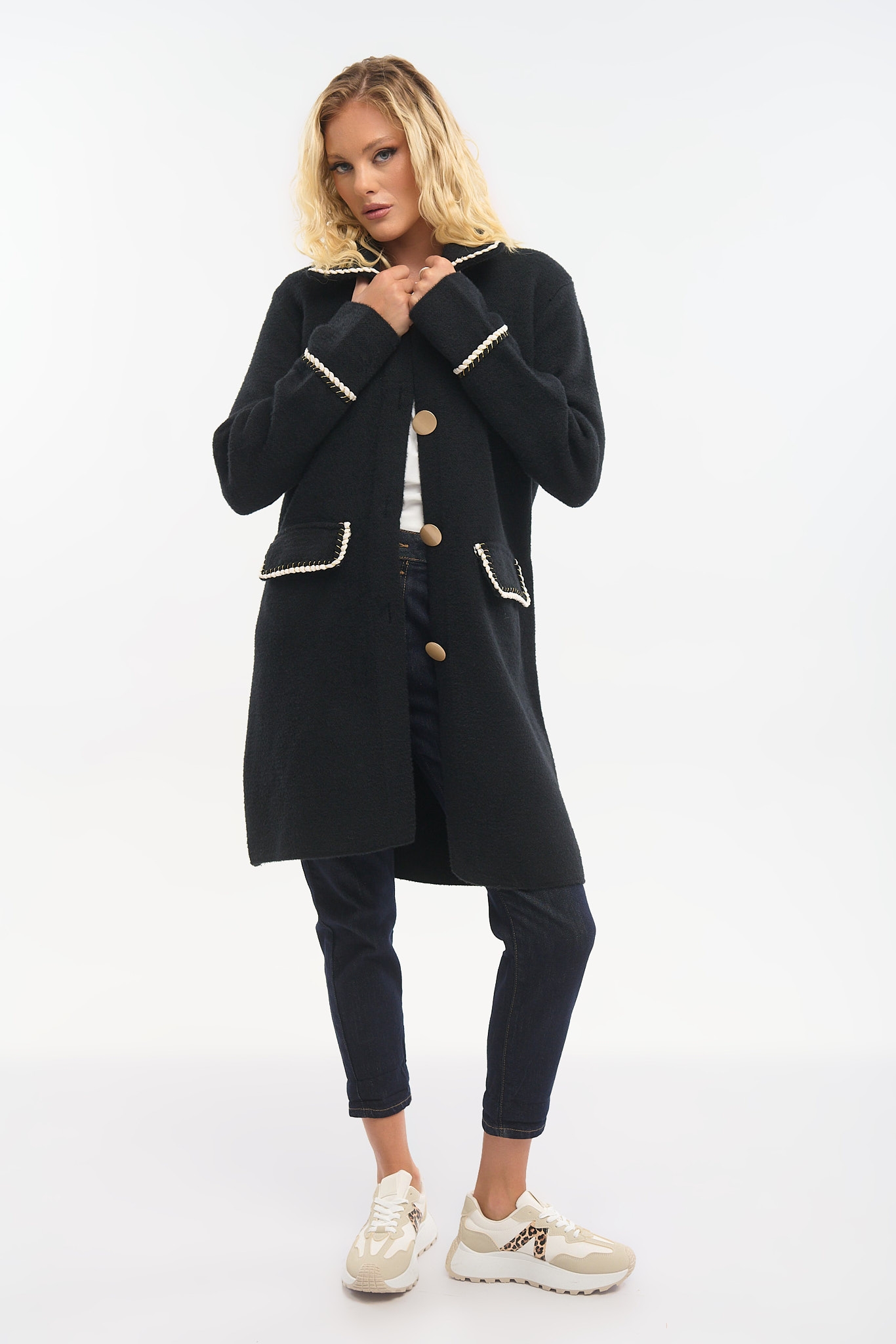 Mao Collar Mohair Coat – Elegant & Timeless