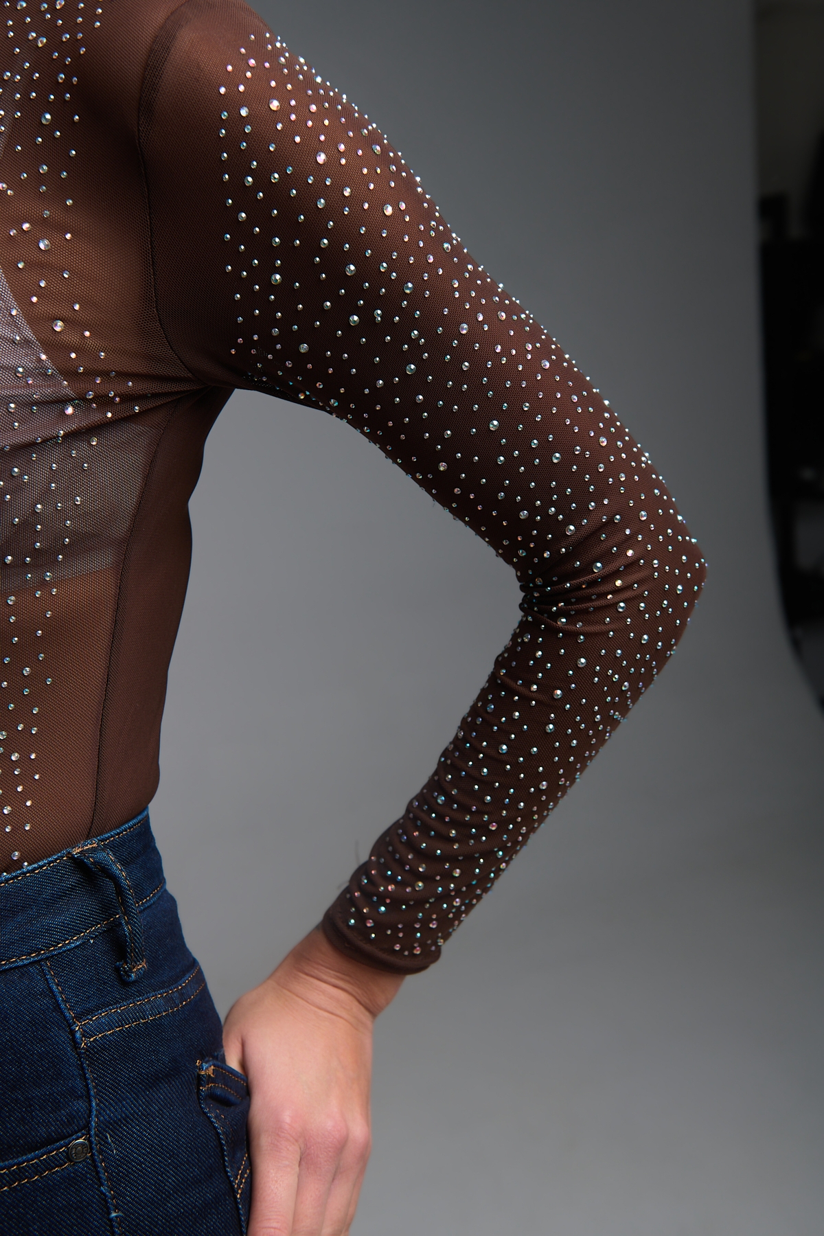 Κορμάκι Μακρυμάνικο Ζιβάγκο Τούλι Στρας