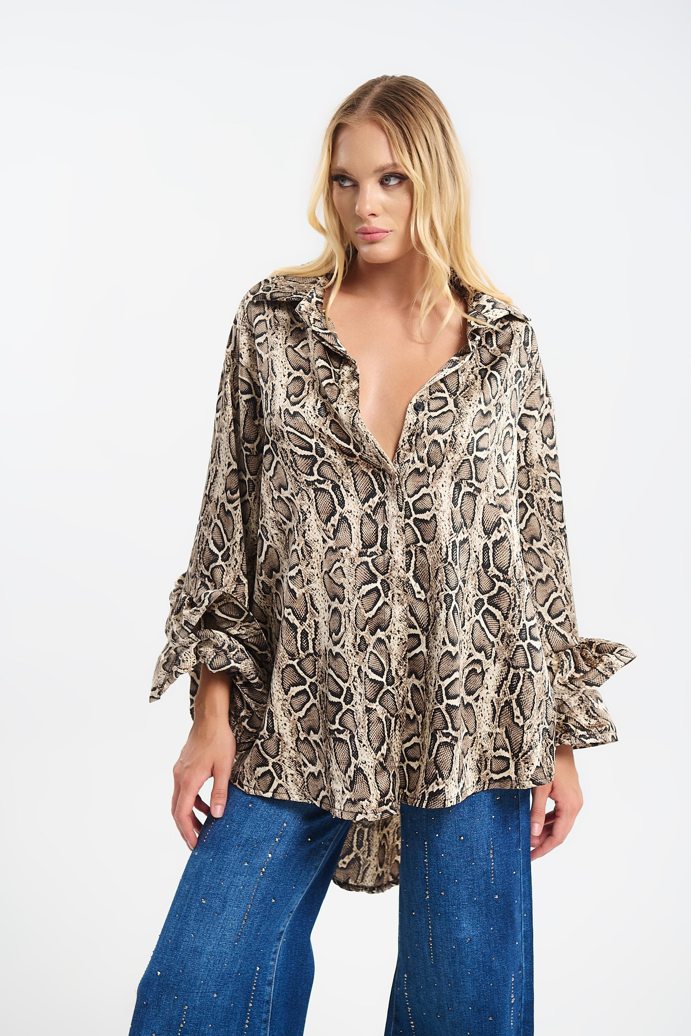 Πουκαμίσα με 3D Μανίκια & Snake Print