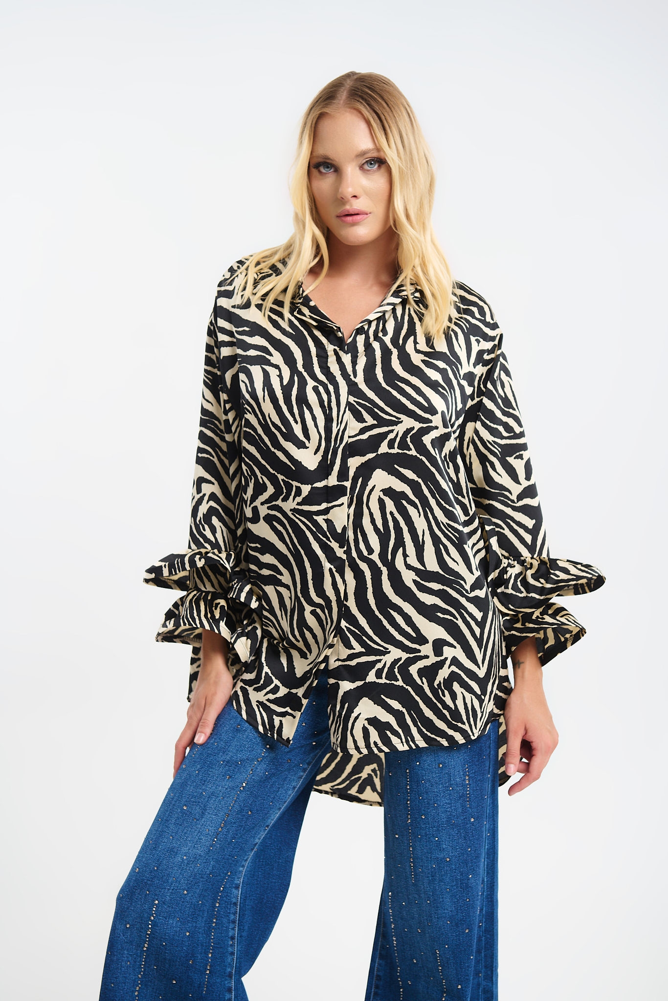 Πουκαμίσα με 3D Μανίκια & Zebra Print