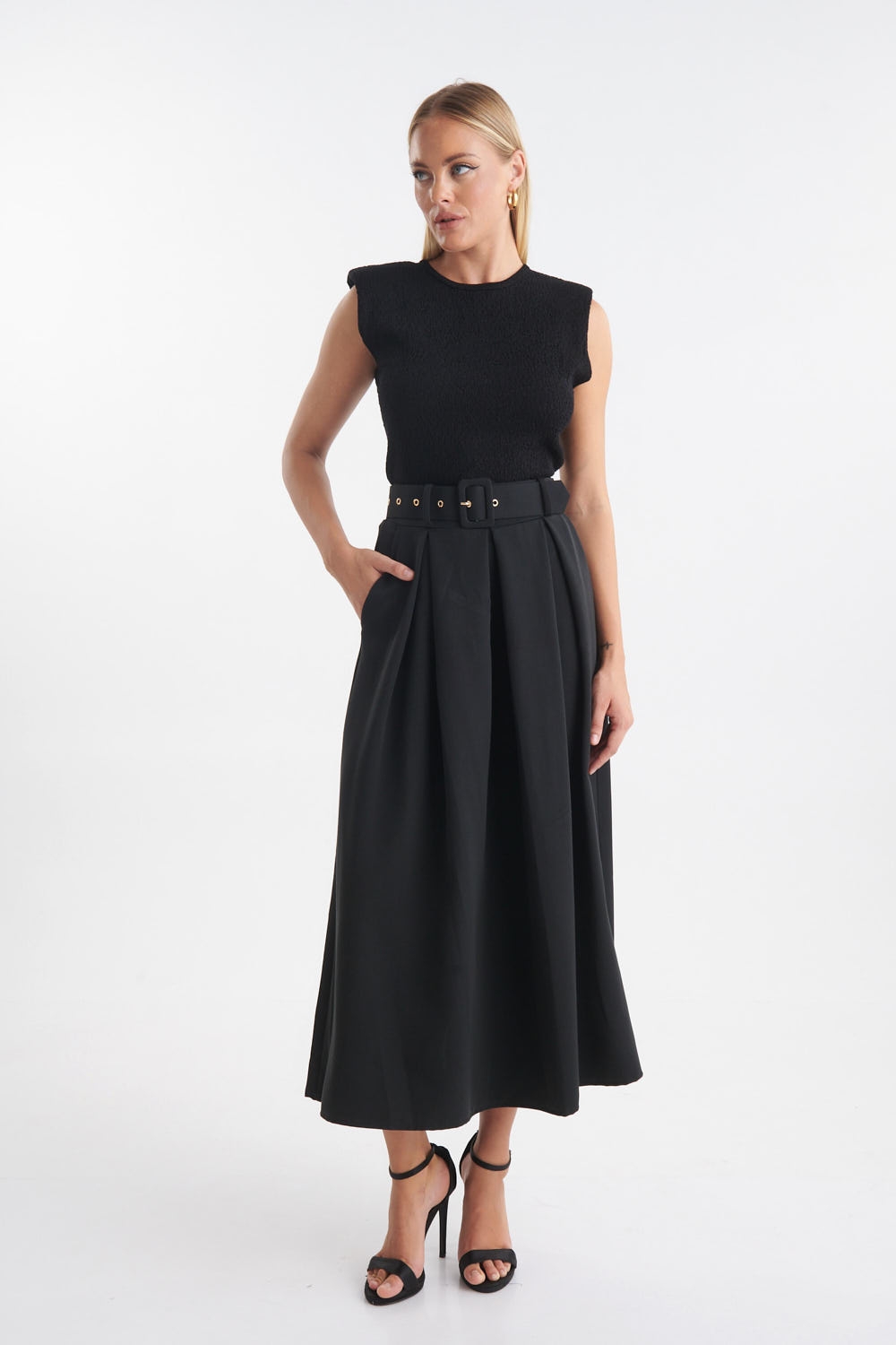 Belted Maxi Skirt