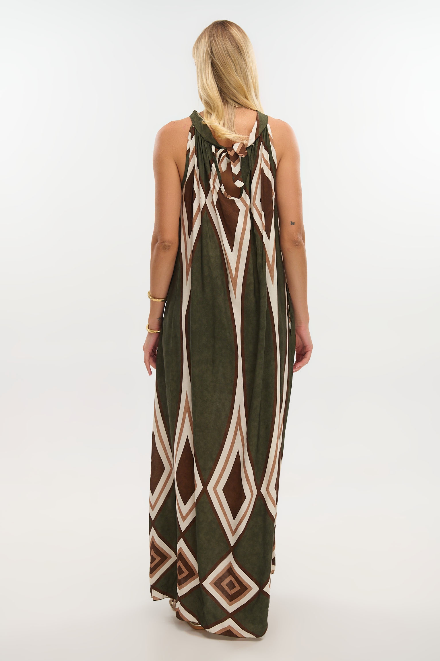 Maxi Halter Dress with Boho Pattern