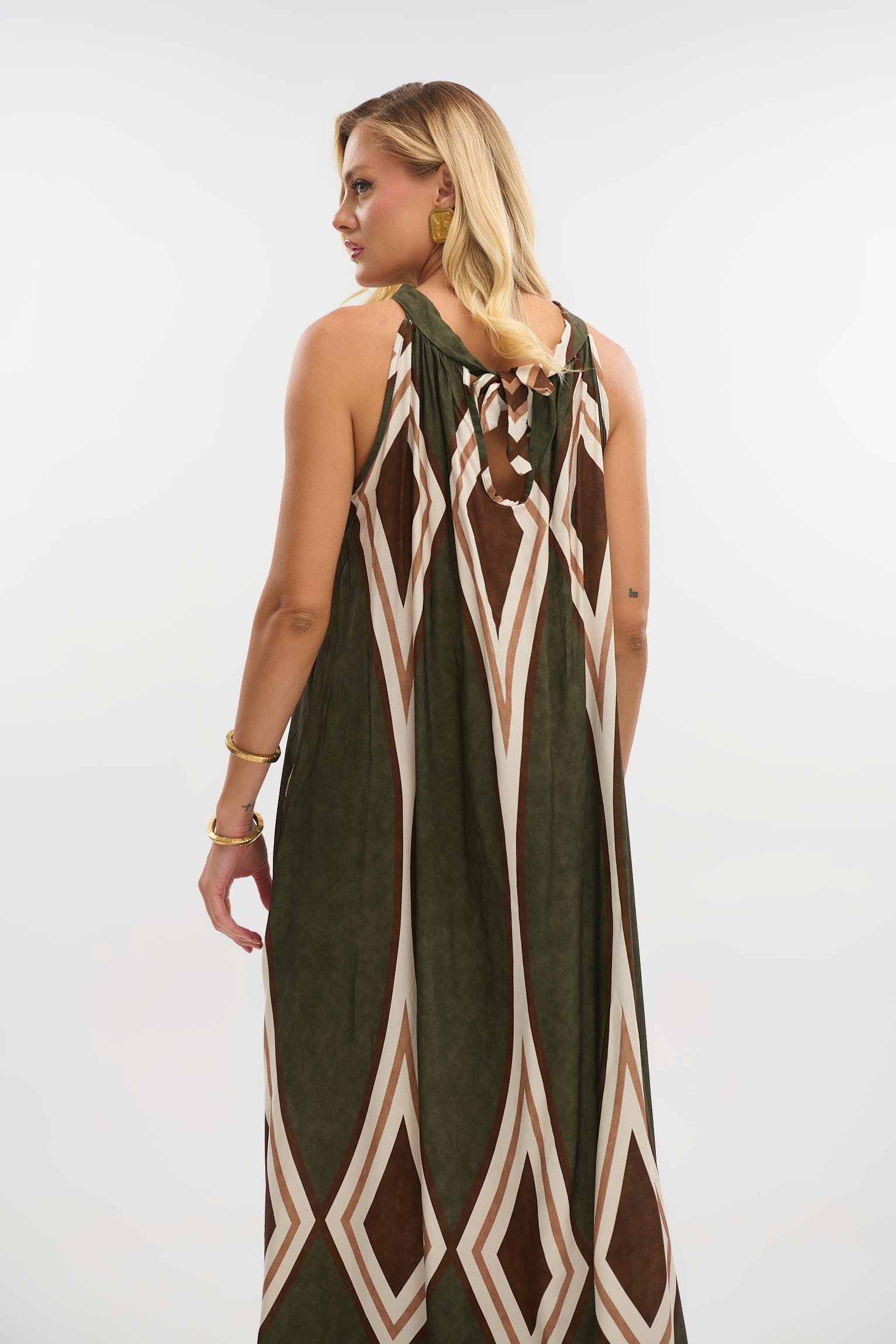 Maxi Halter Dress with Boho Pattern