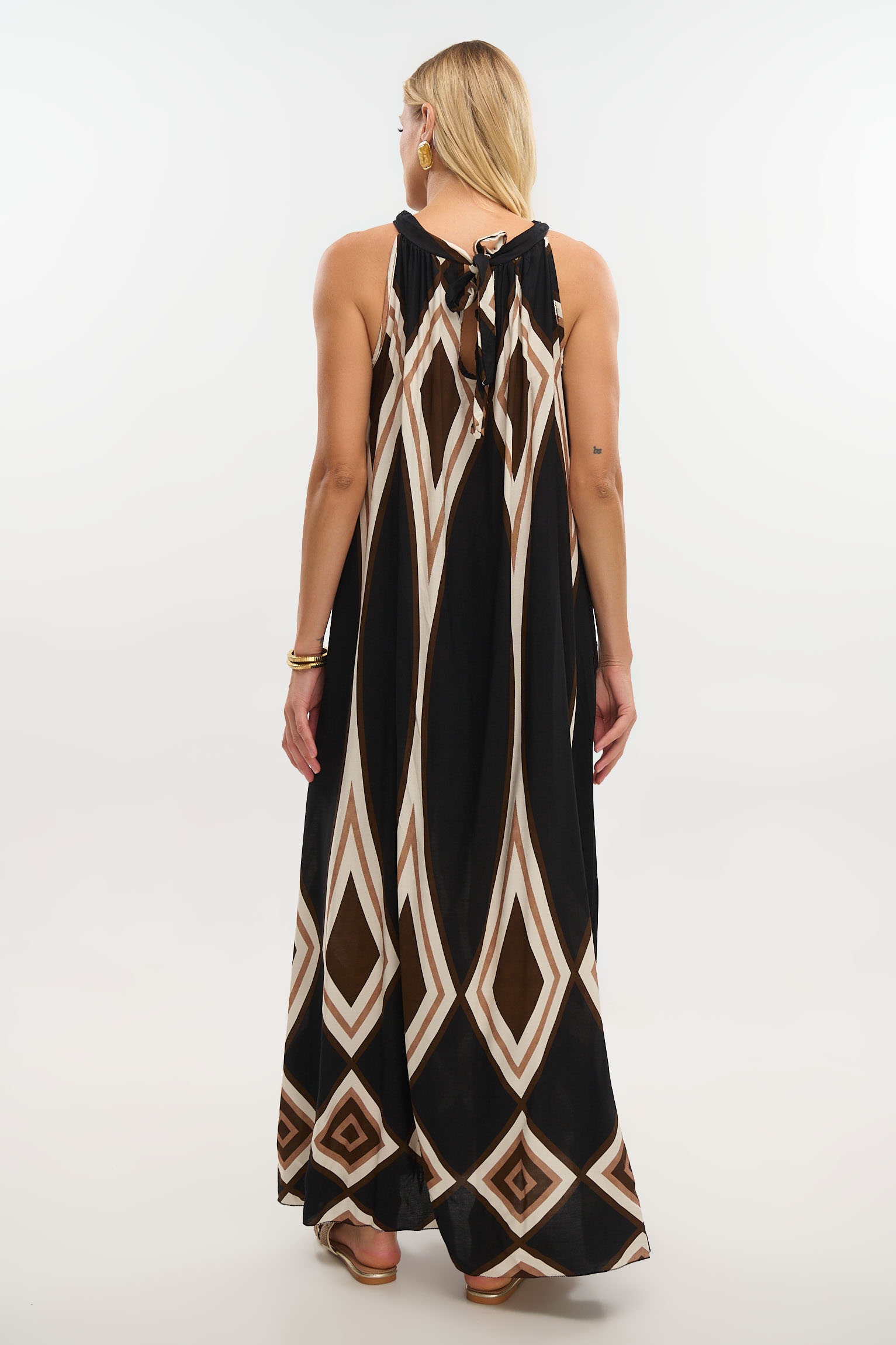 Maxi Halter Dress with Boho Pattern