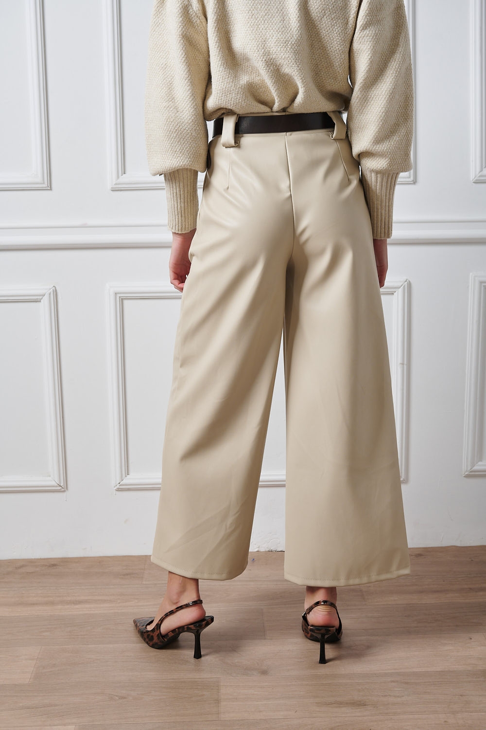 Pu Leather Belted Pants