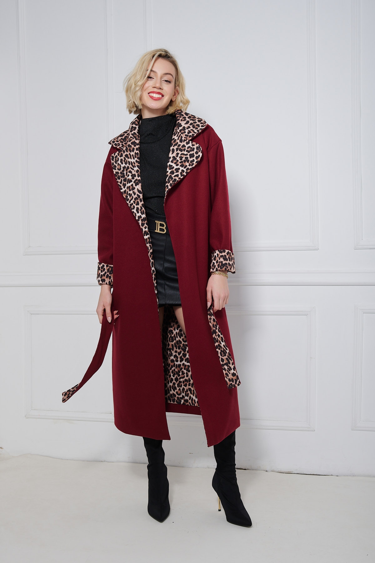 Animal Print Lining Long Coat