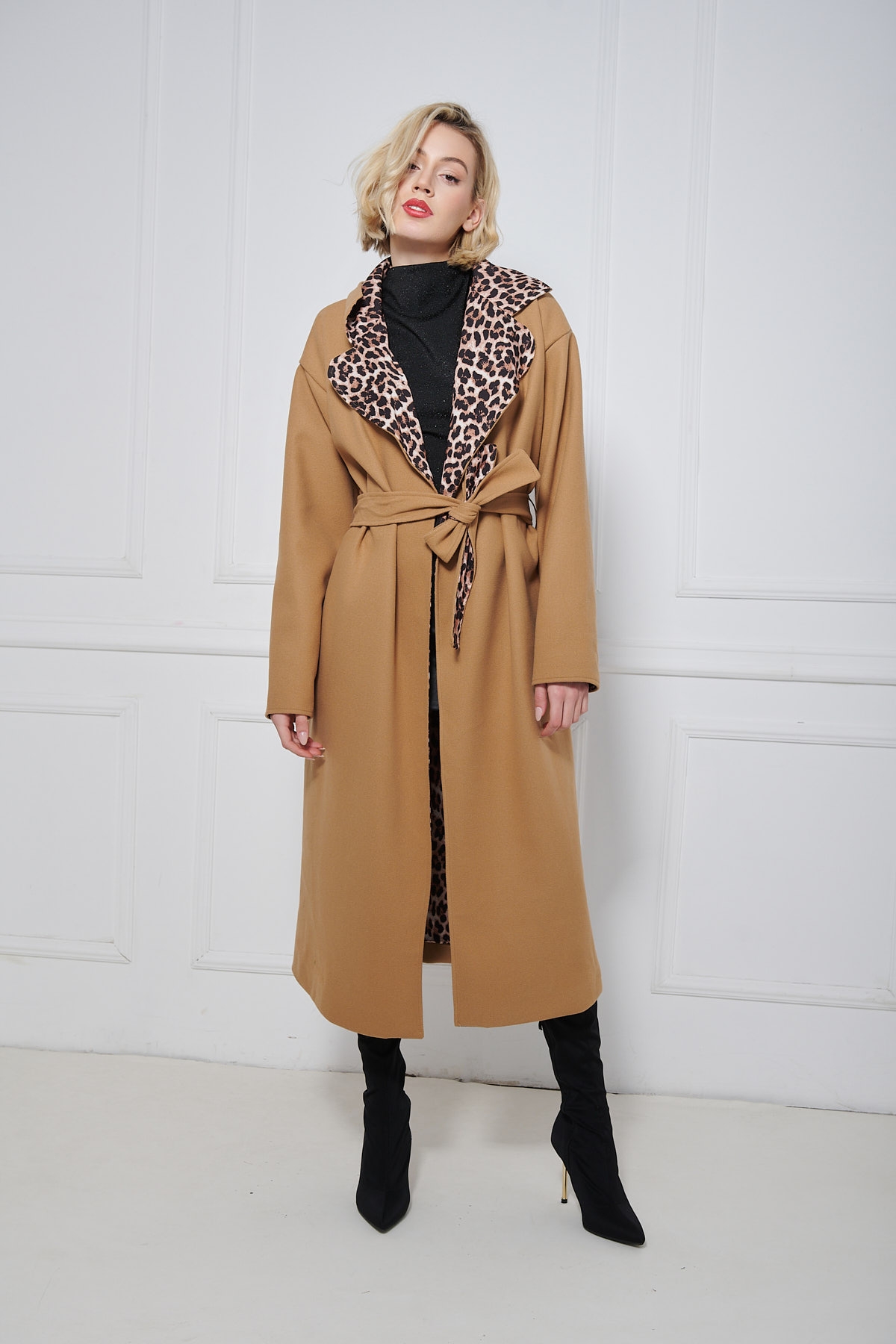 Animal Print Lining Long Coat