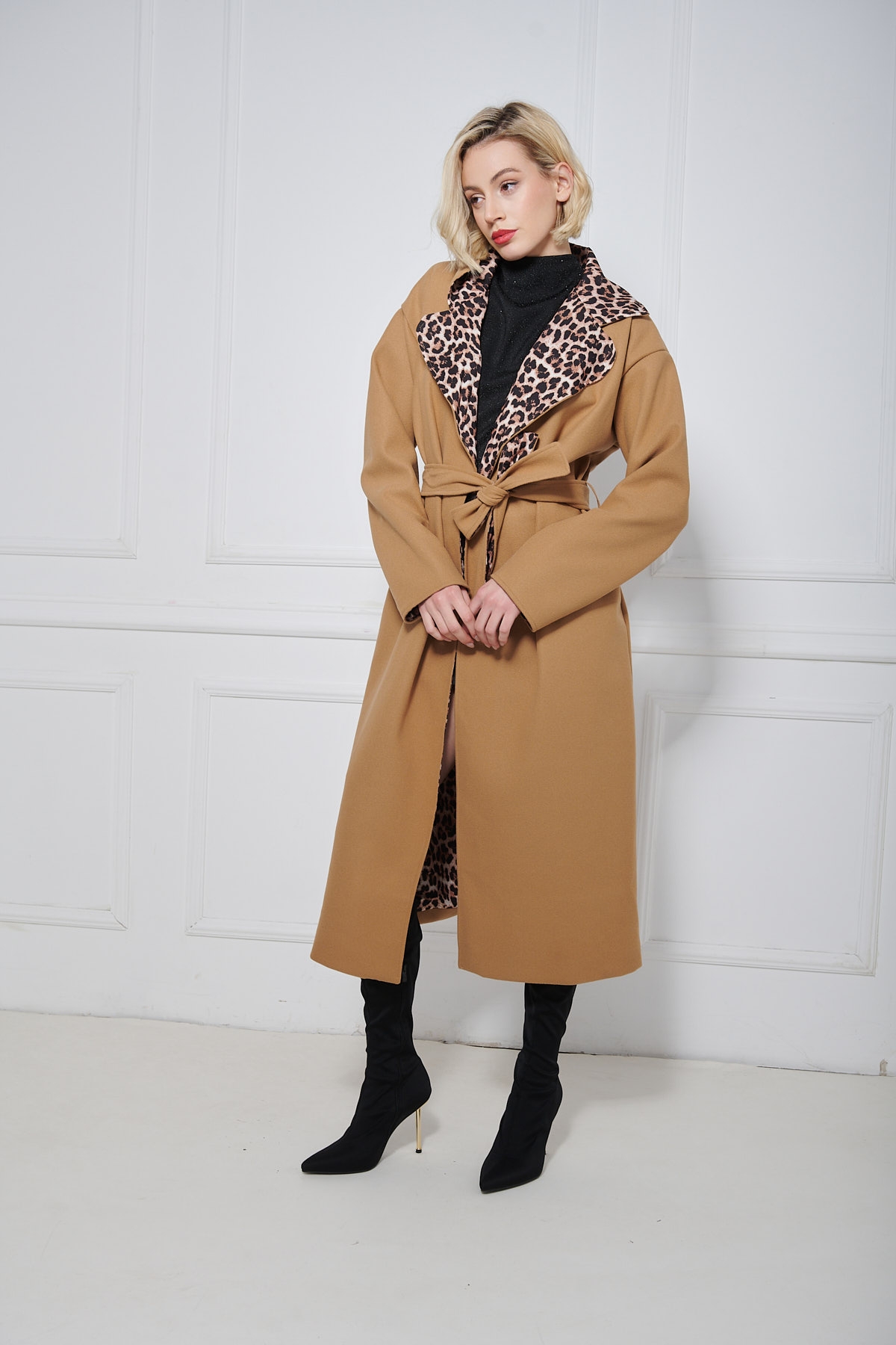 Animal Print Lining Long Coat