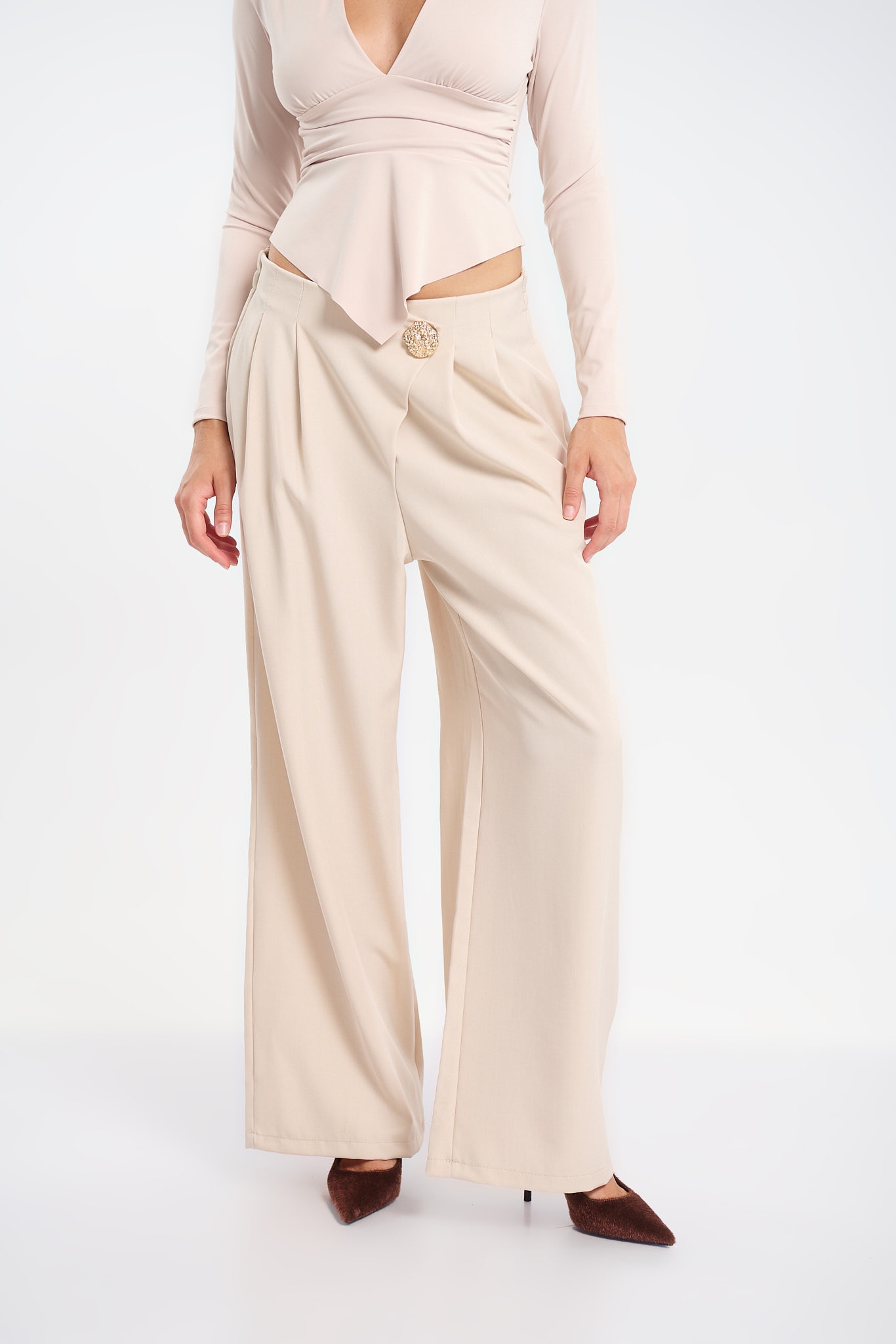 Παντελόνα Φάκελος Με Χρυσό Κουμπί