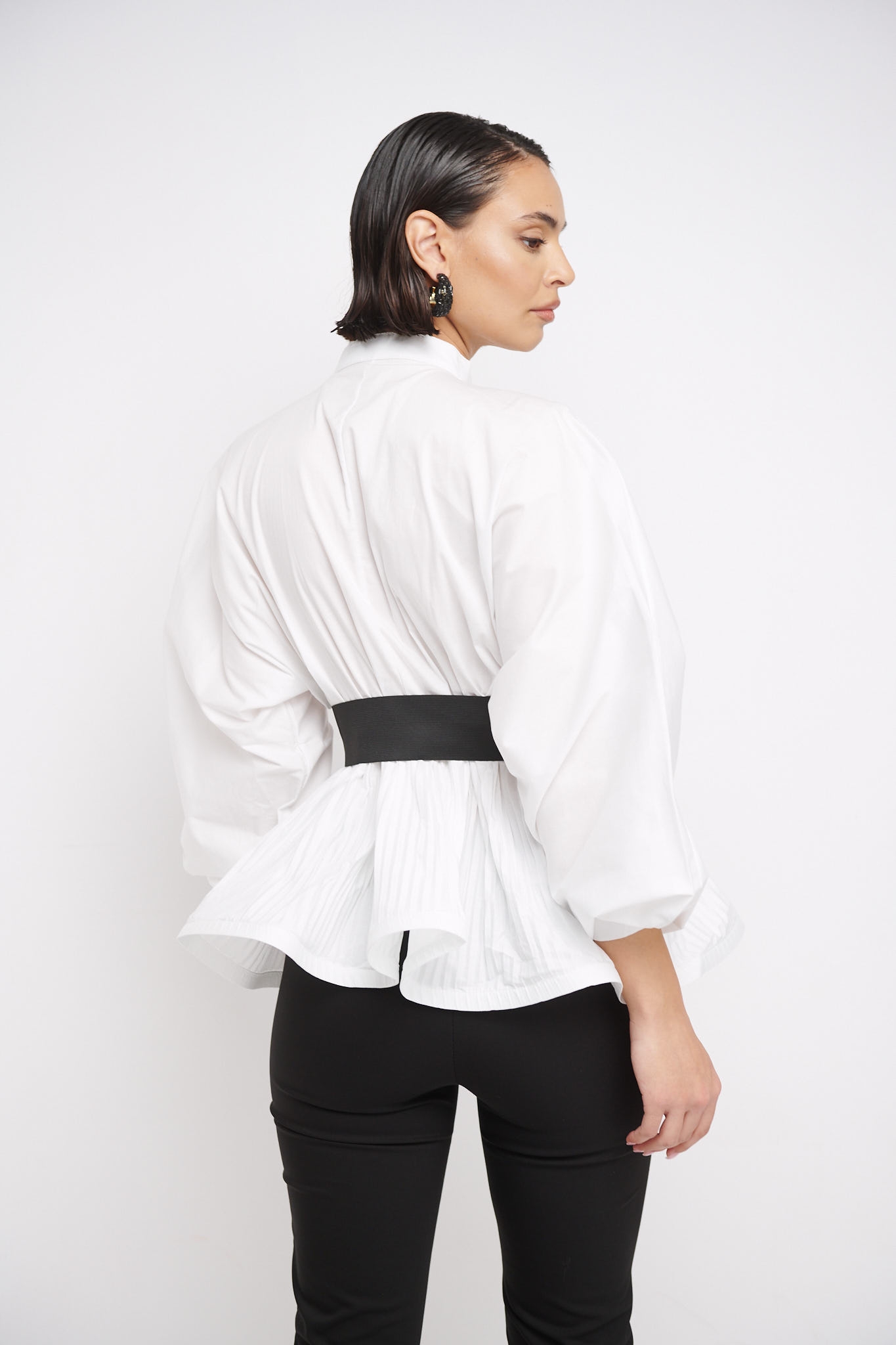 Ruffled Shirt With Belt